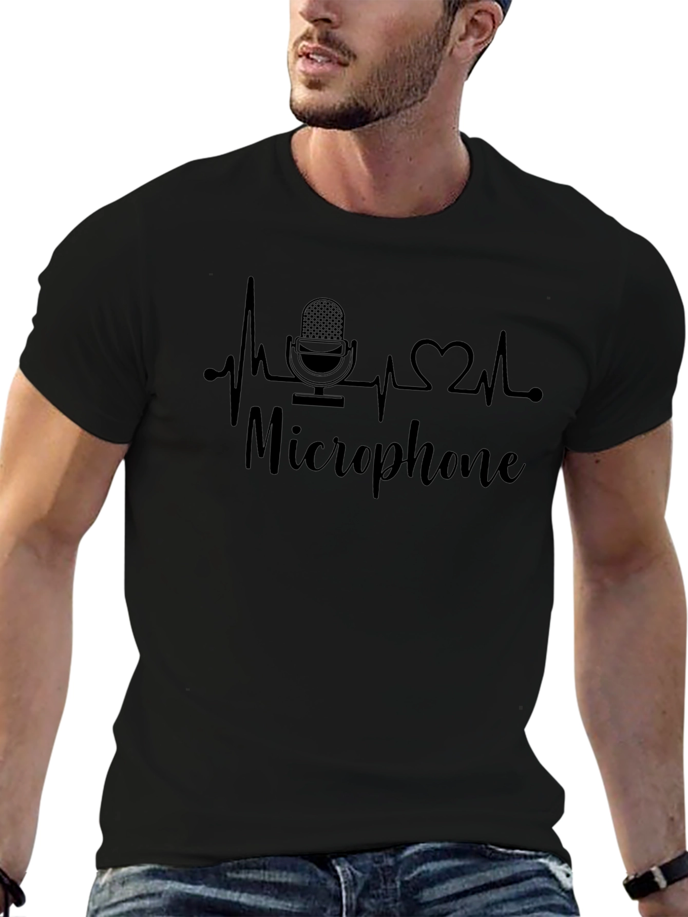 Microphone Heartbeat T-Shirt - Music Lover Tee