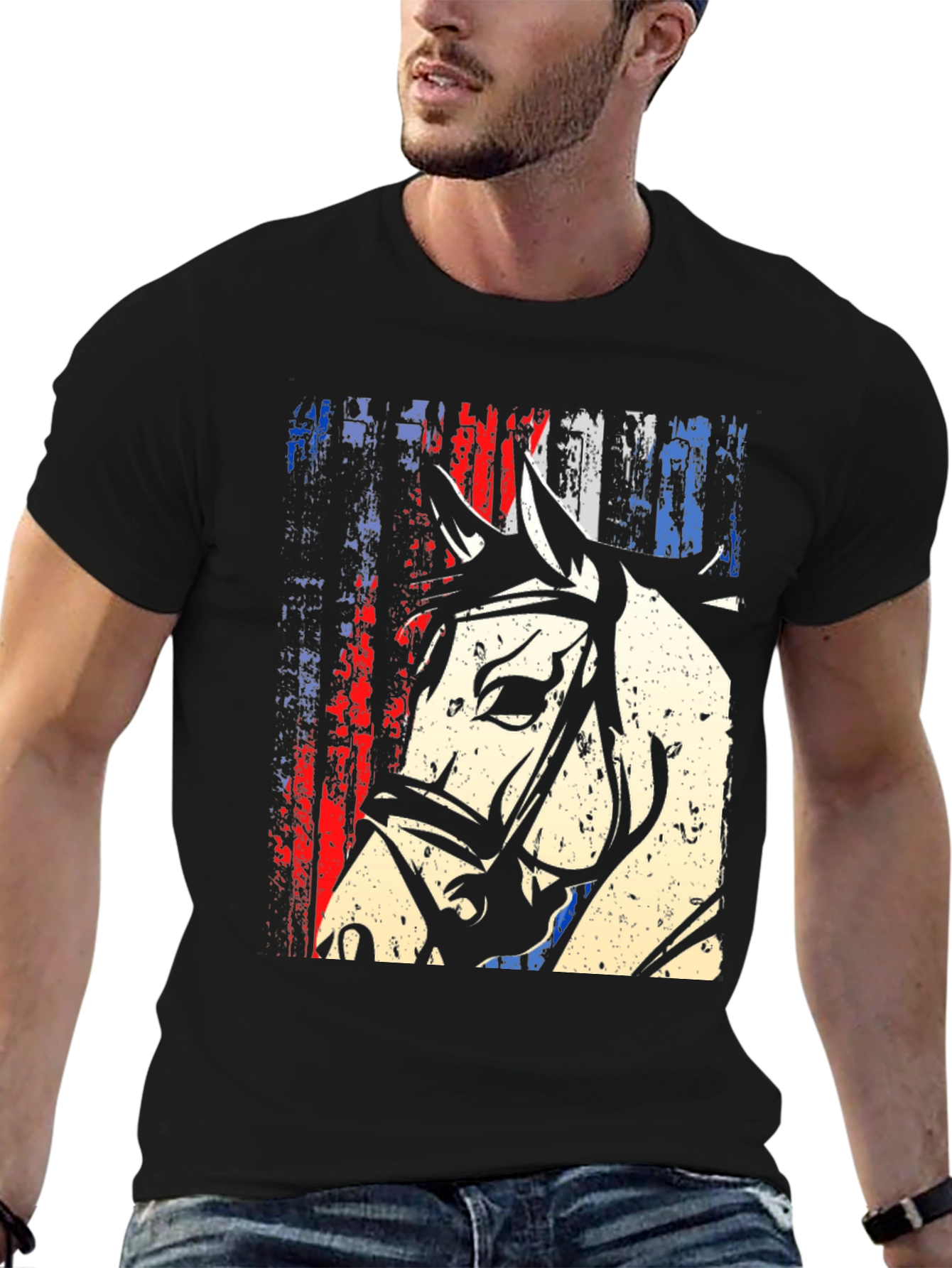 American Flag Horse Graphic T-Shirt