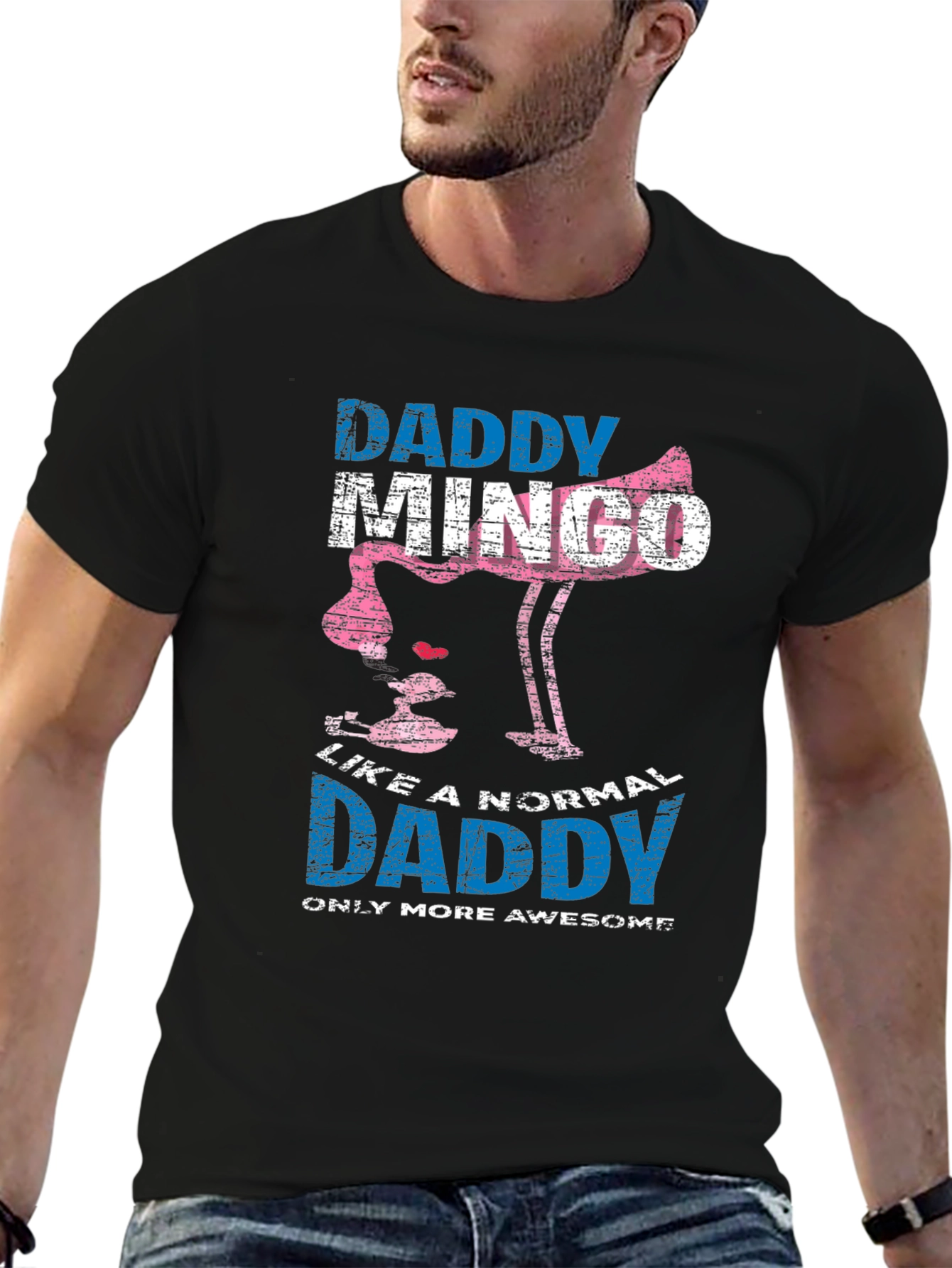 Daddy Mingo T-Shirt - Awesome Flamingo Dad Tee