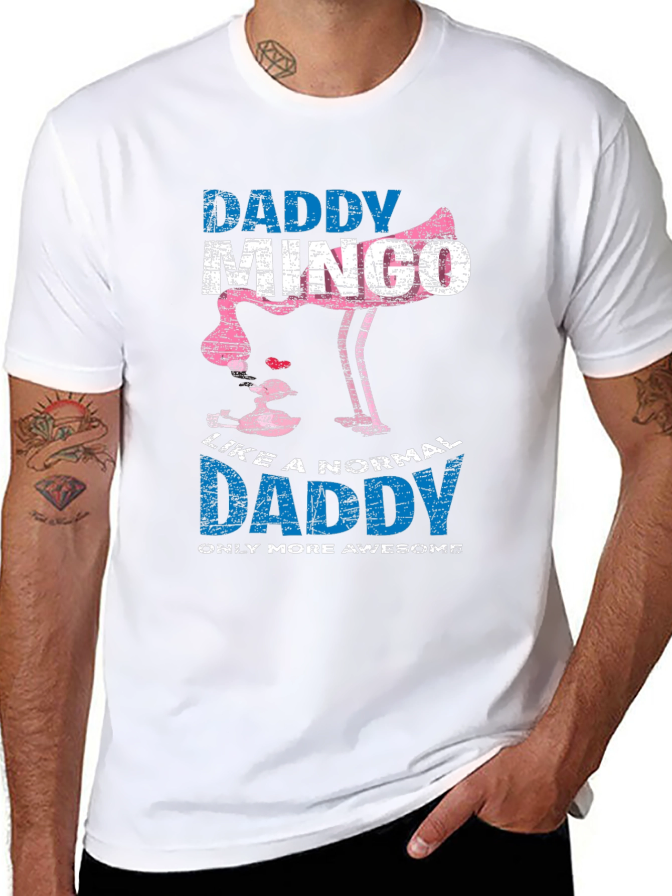 Daddy Mingo T-Shirt - Awesome Flamingo Dad Tee