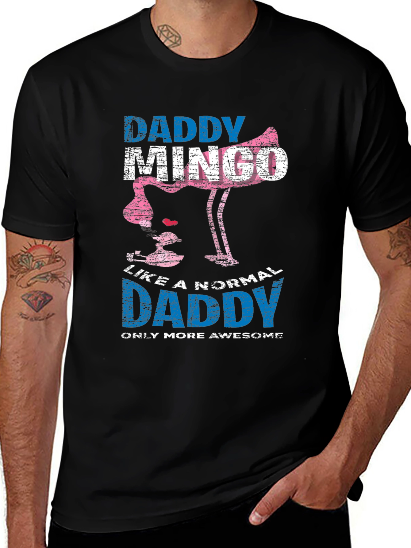 Daddy Mingo T-Shirt - Awesome Flamingo Dad Tee