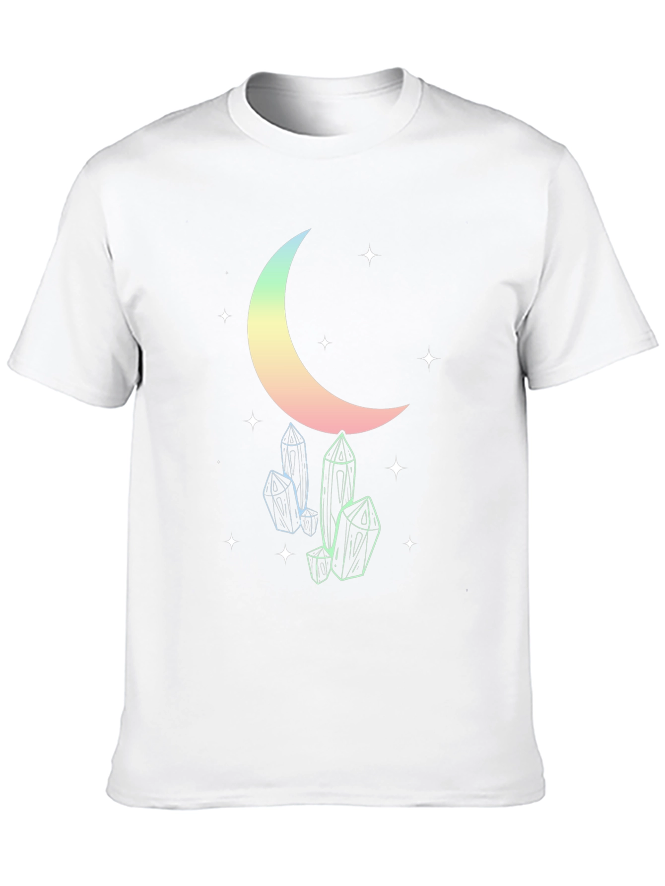 Celestial Moon & Crystals Black T-Shirt