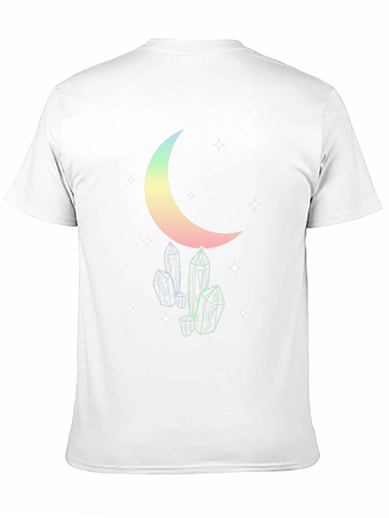 Celestial Moon & Crystals Black T-Shirt
