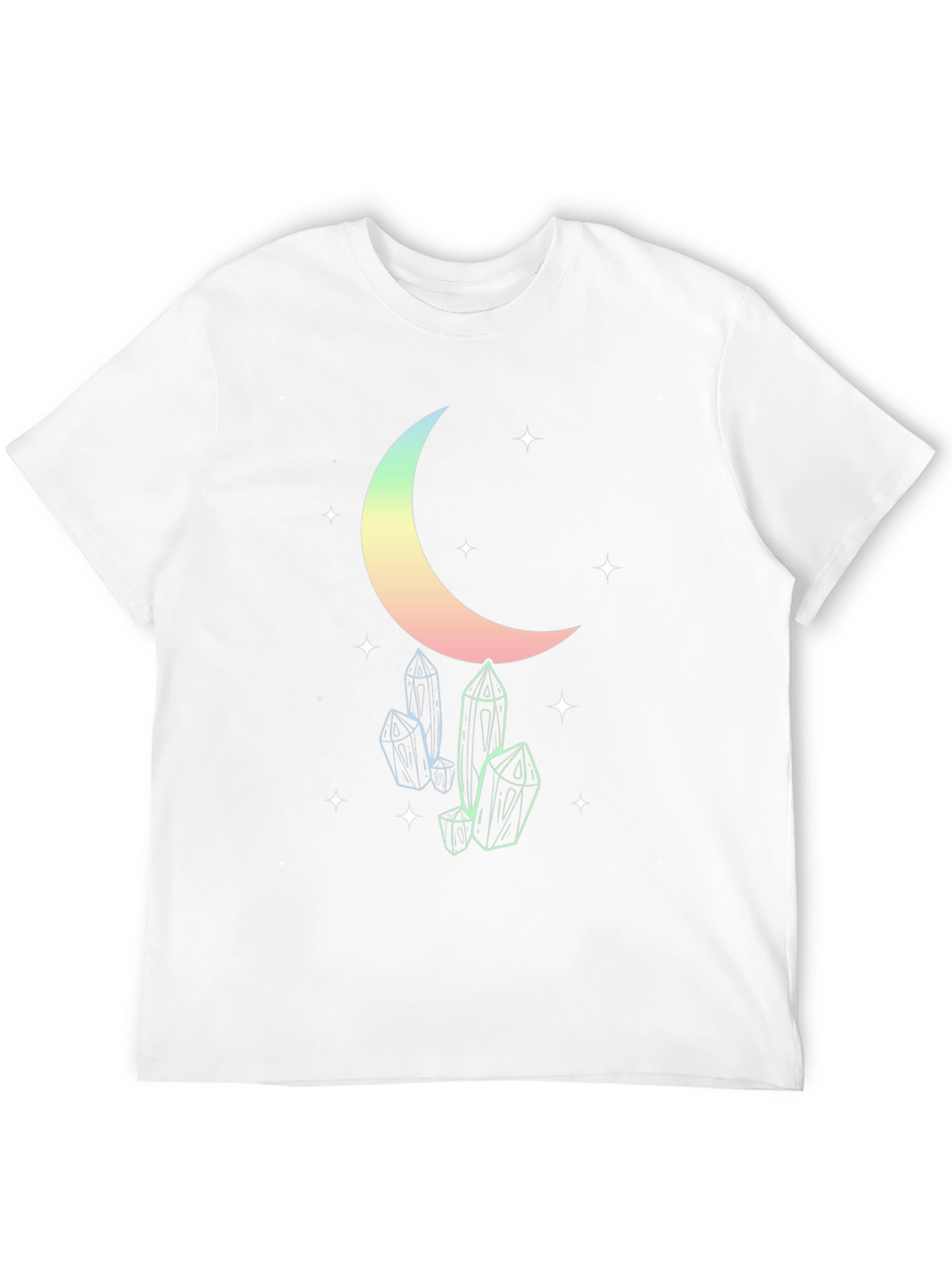 Celestial Moon & Crystals Black T-Shirt