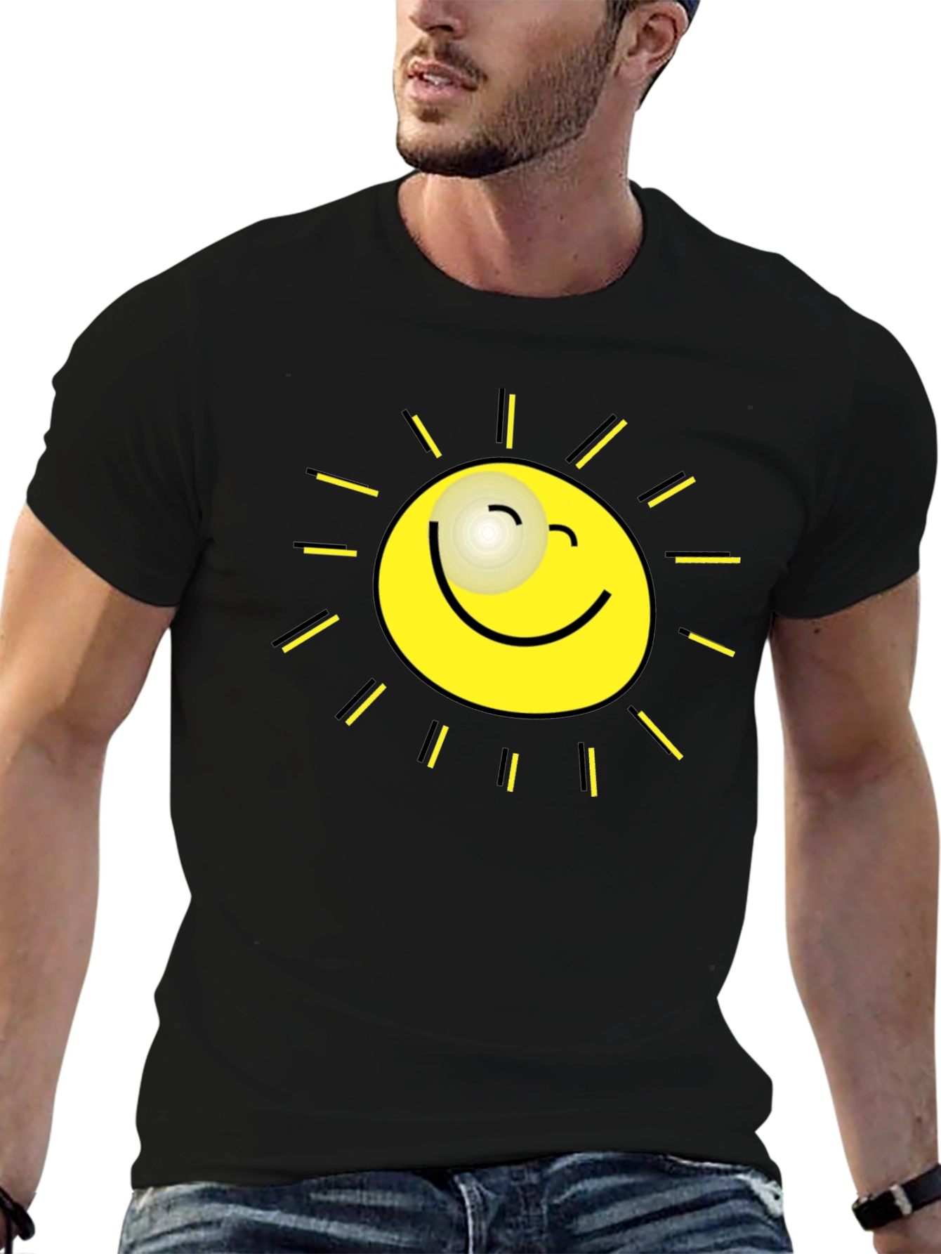 Sunshine Graphic Tee - Black Cotton T-Shirt