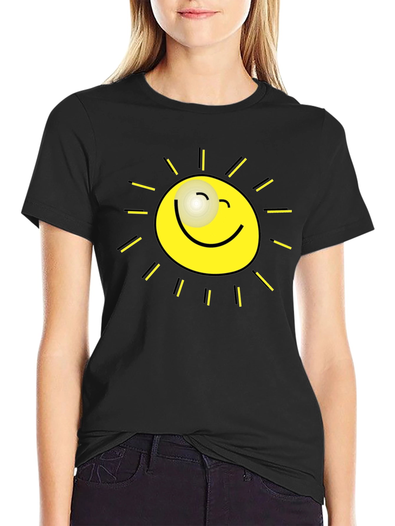 Sunshine Graphic Tee - Black Cotton T-Shirt