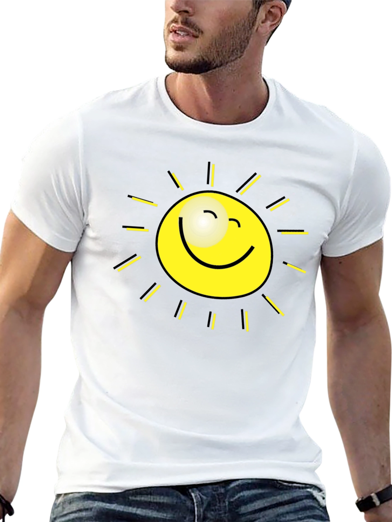 Sunshine Graphic Tee - Black Cotton T-Shirt