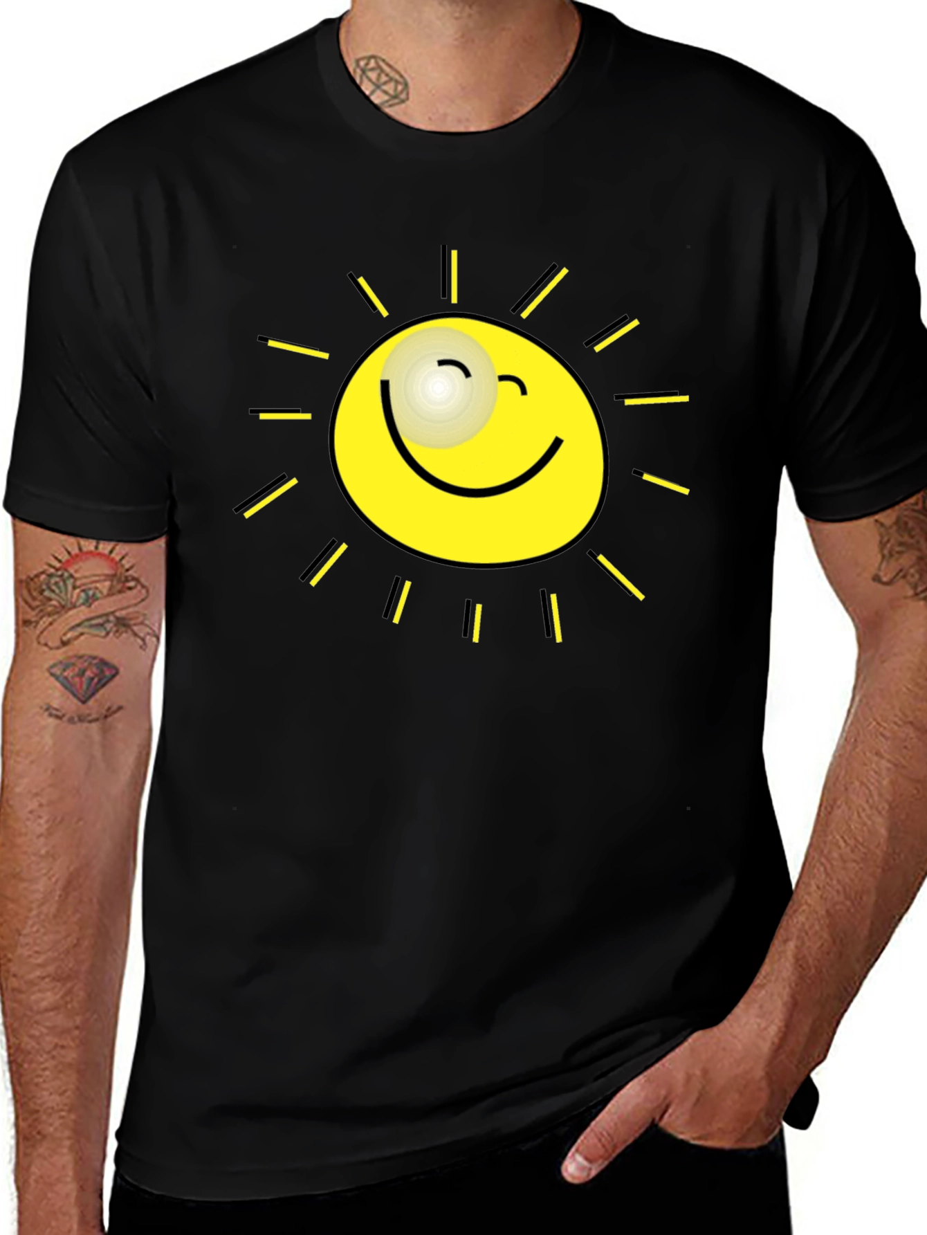 Sunshine Graphic Tee - Black Cotton T-Shirt