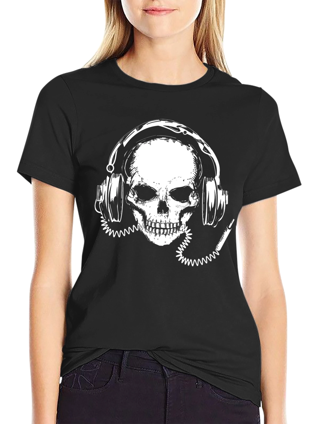 Skull with Headphones Graphic Tee - Rock On!