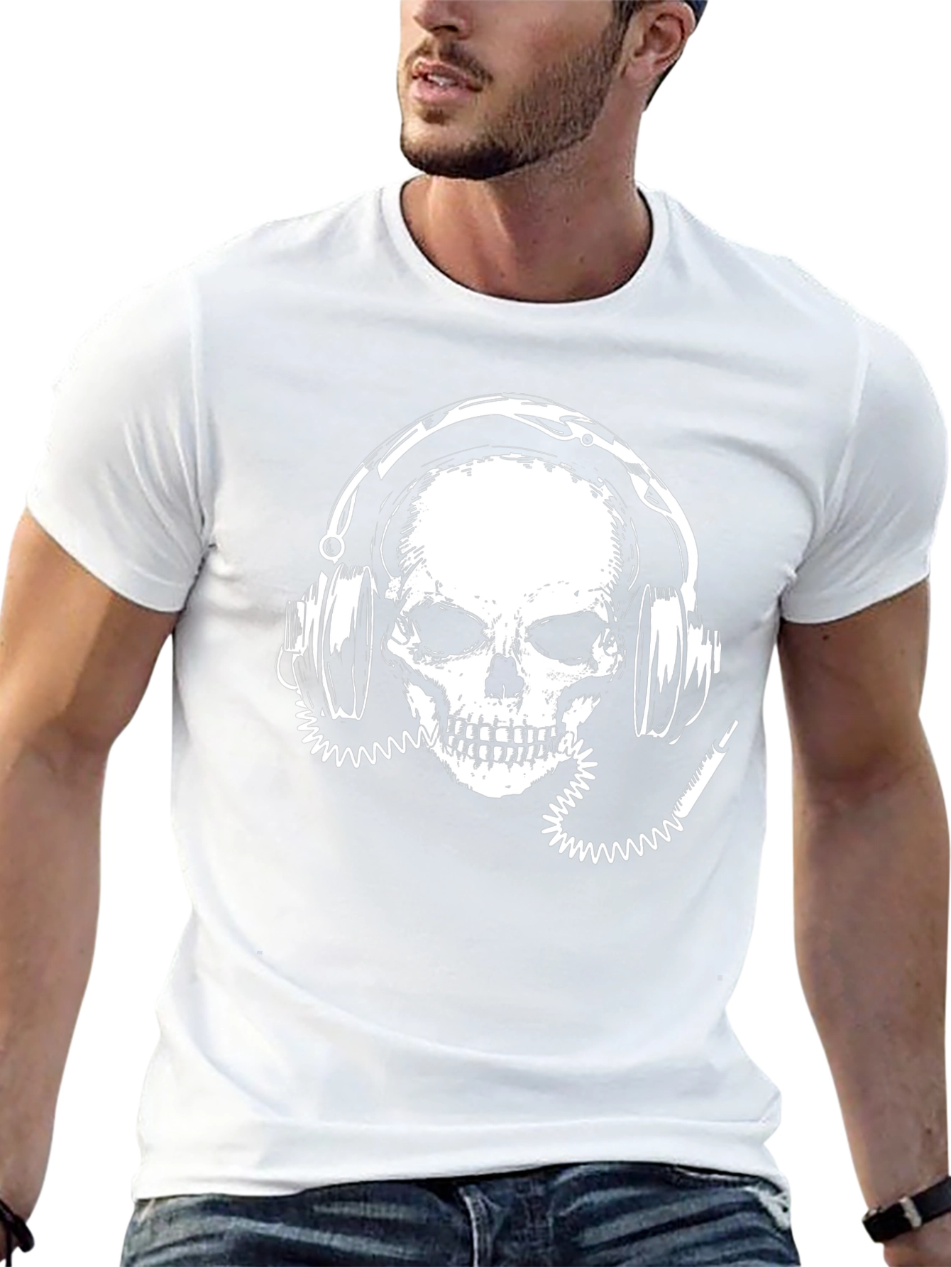 Skull with Headphones Graphic Tee - Rock On!