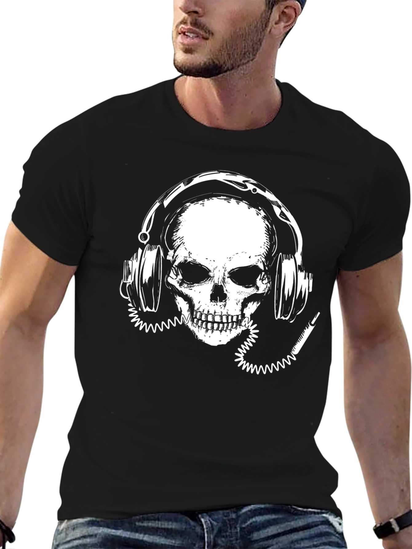 Skull with Headphones Graphic Tee - Rock On!