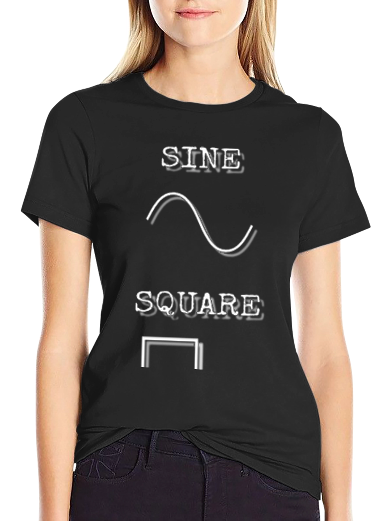 Sine Square Waveform Graphic Tee - Black