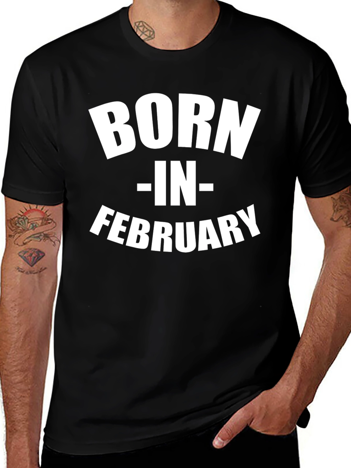 Born in February Black Graphic T-Shirt