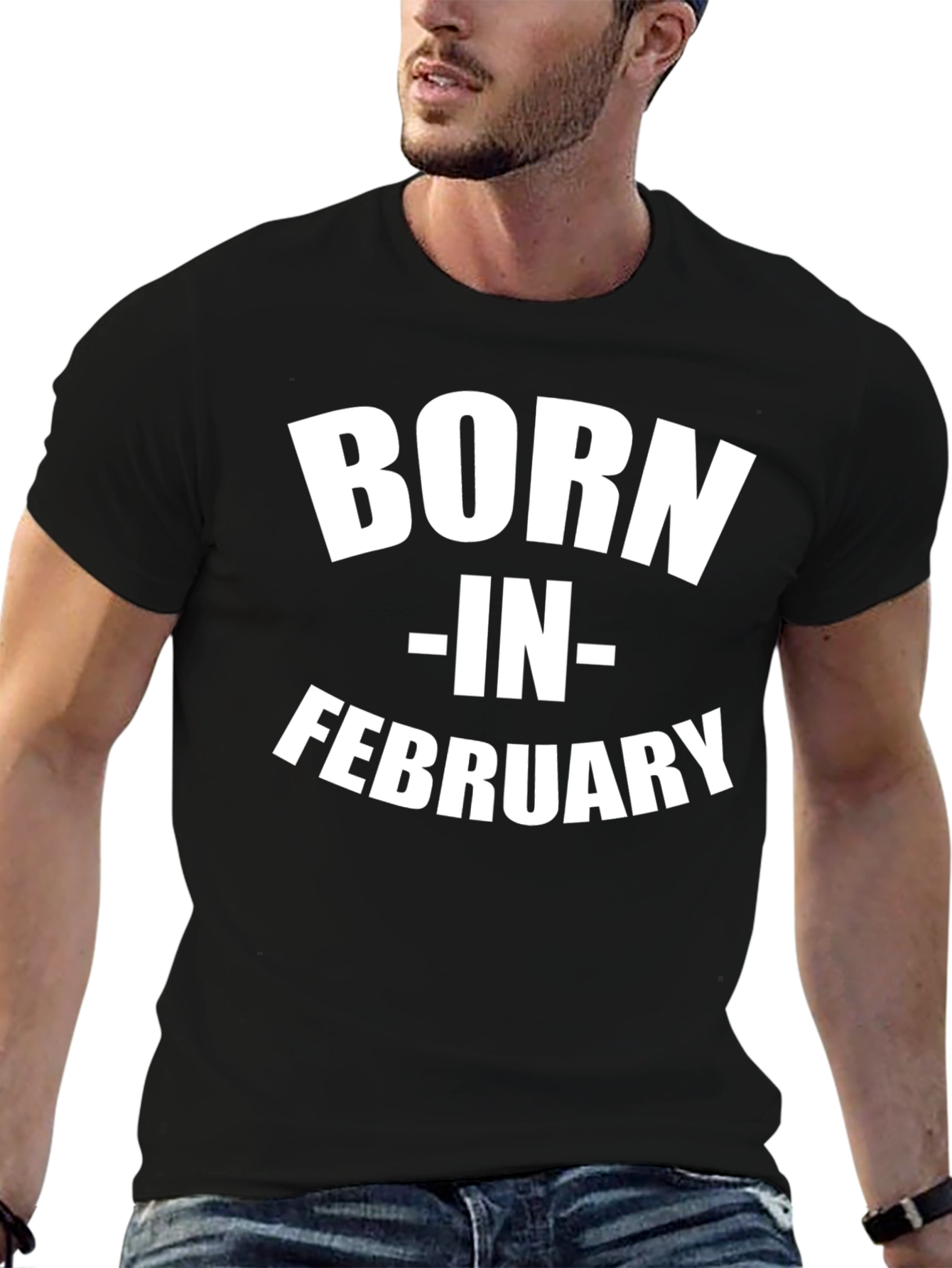 Born in February Black Graphic T-Shirt