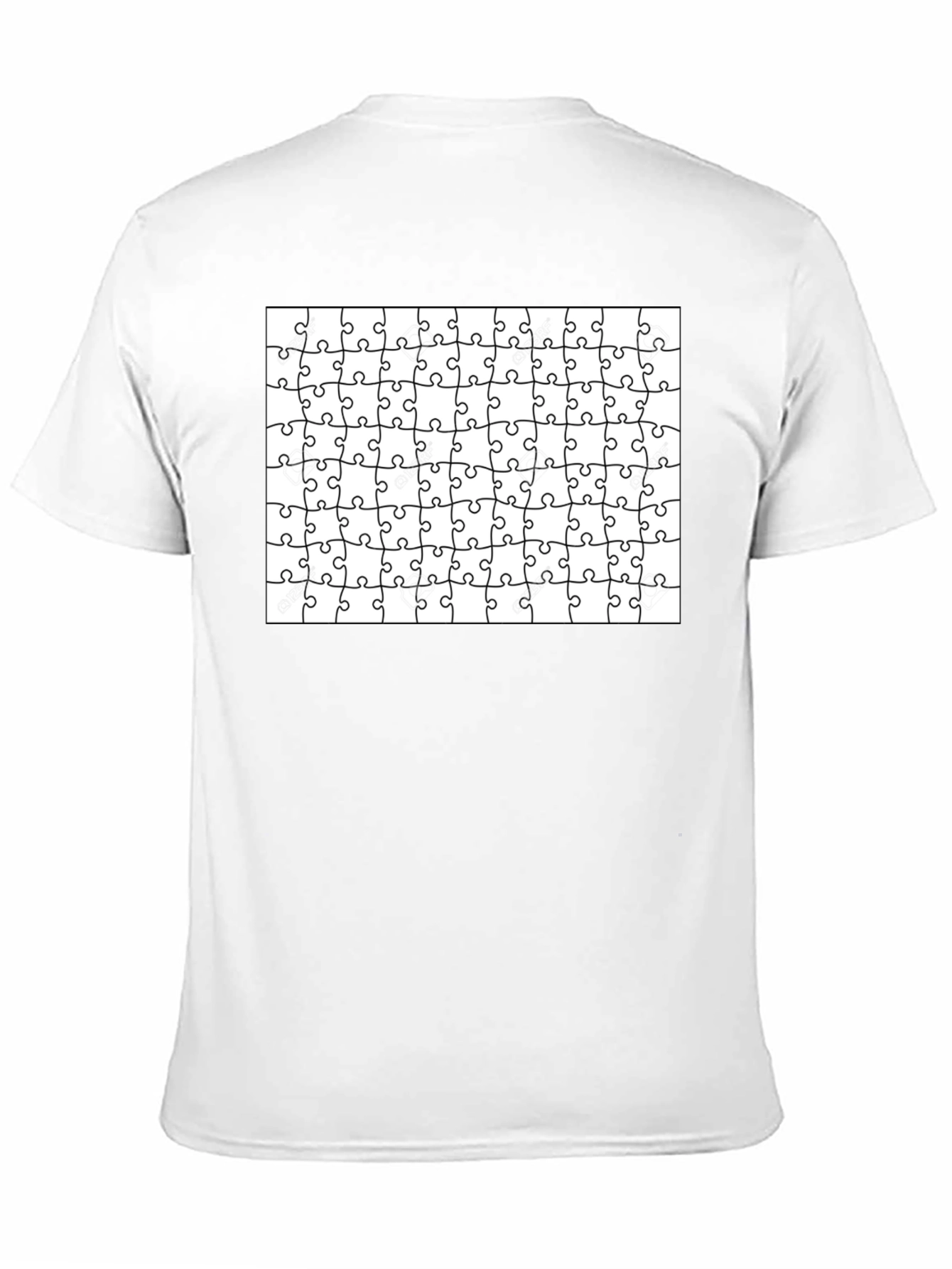 Puzzle Piece Pattern Black T-Shirt