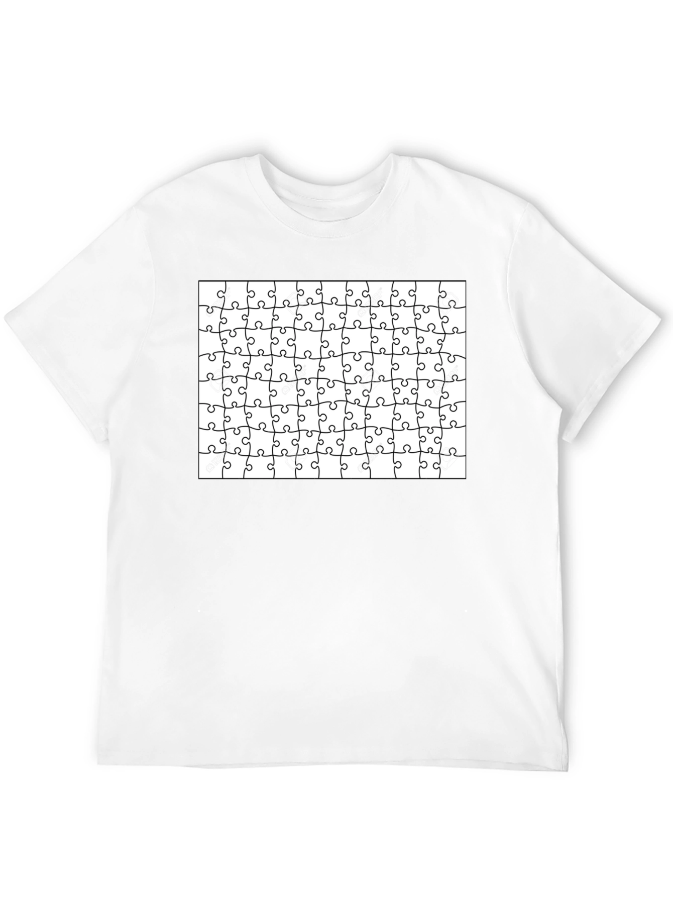 Puzzle Piece Pattern Black T-Shirt