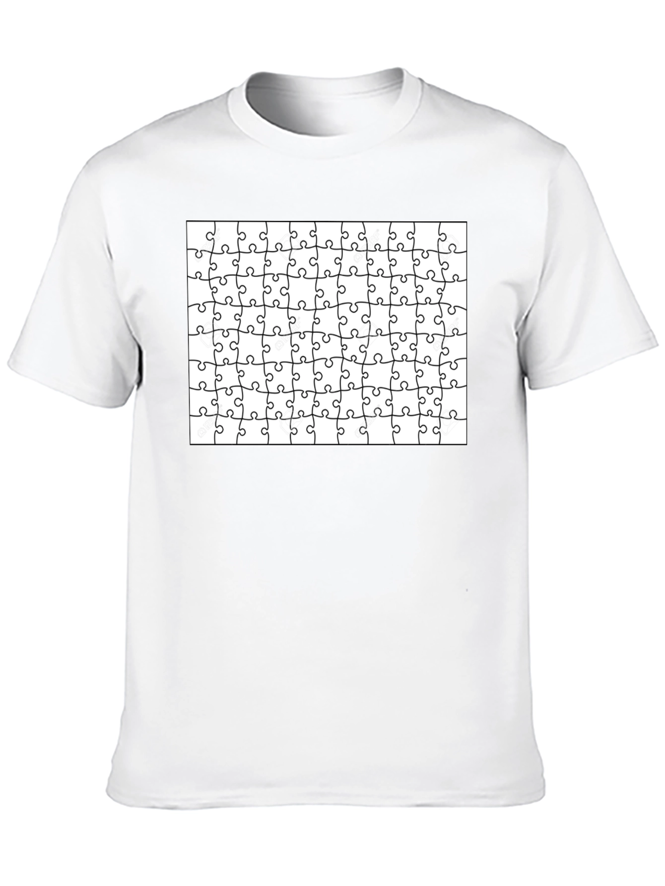 Puzzle Piece Pattern Black T-Shirt