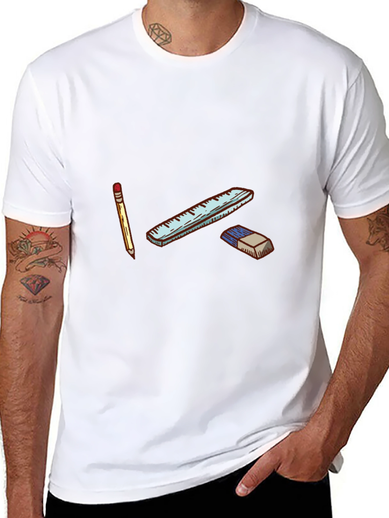 Pencil Ruler & Eraser Graphic Tee