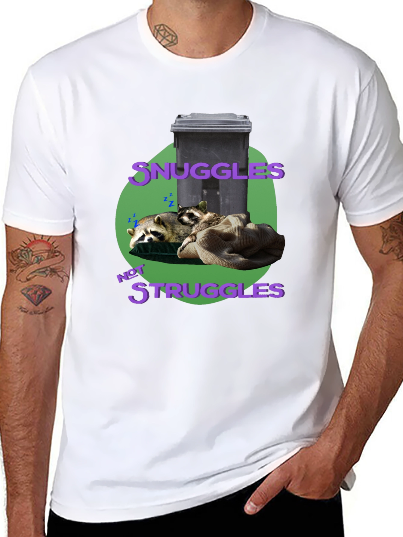 Snuggles Not Struggles Raccoon T-Shirt