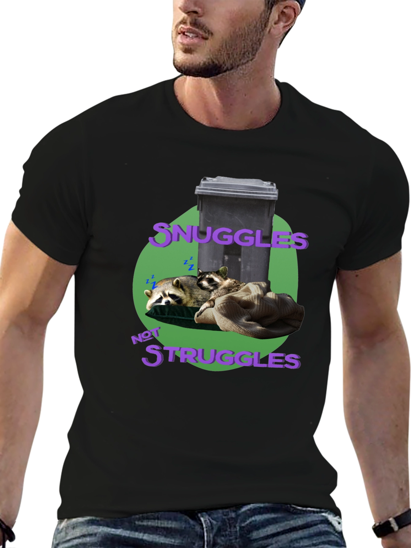 Snuggles Not Struggles Raccoon T-Shirt