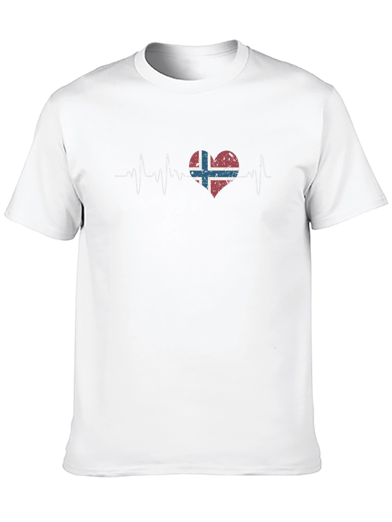 Norway Flag Heartbeat T-Shirt - Distressed Design
