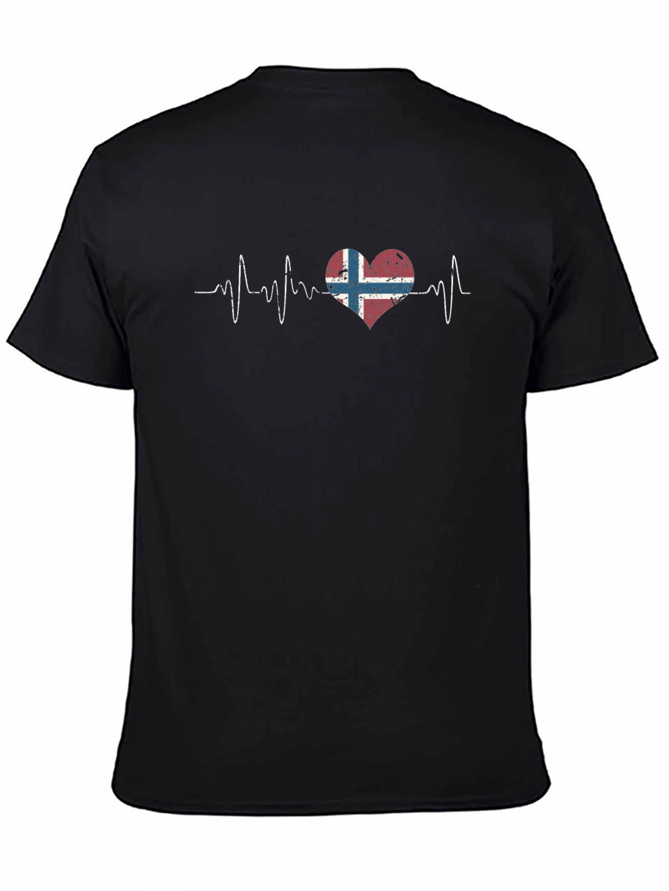 Norway Flag Heartbeat T-Shirt - Distressed Design