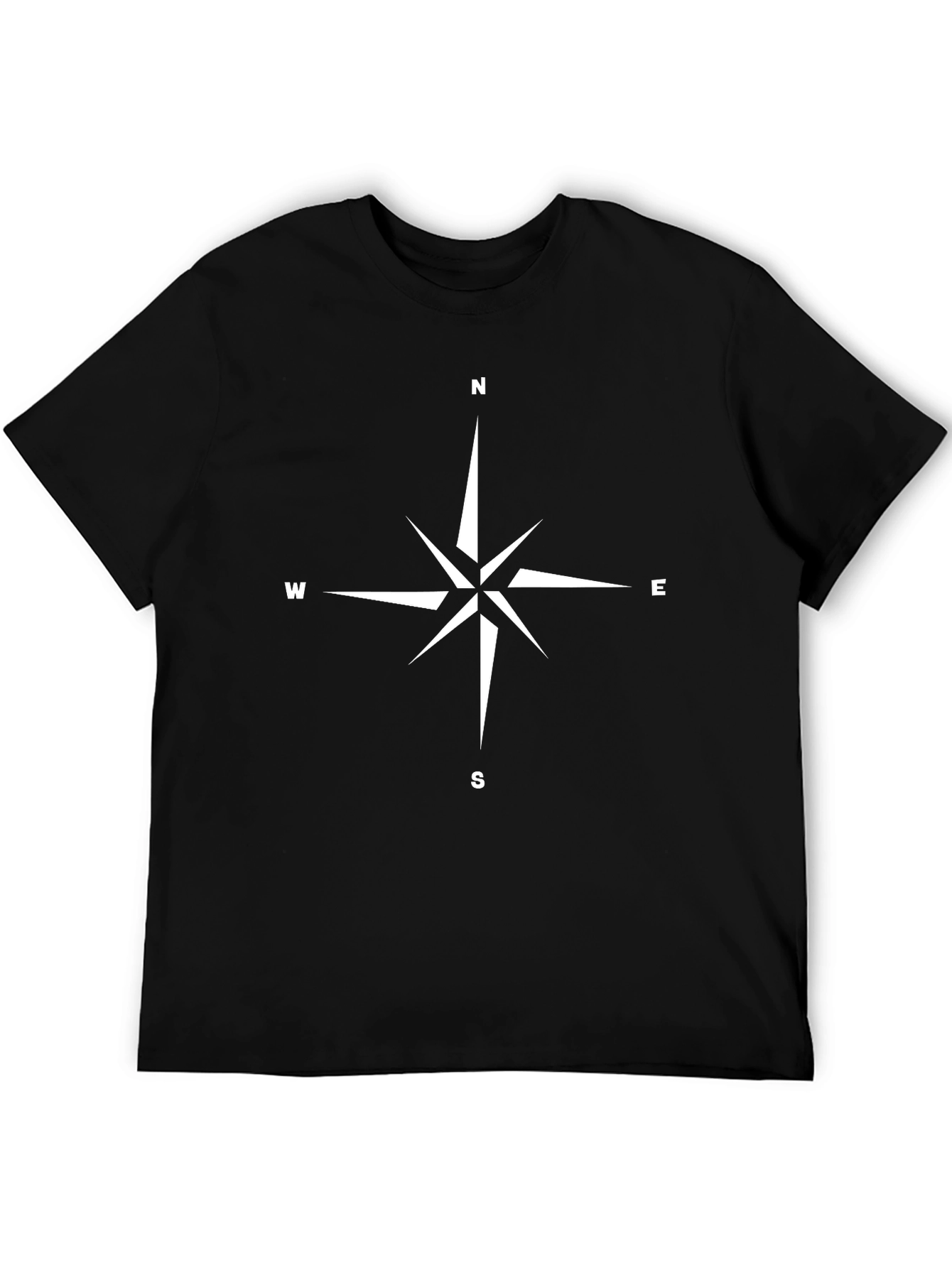 Compass Rose Graphic T-Shirt - Black Cotton Blend
