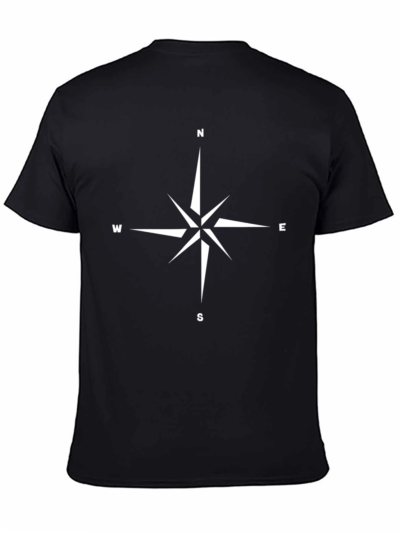 Compass Rose Graphic T-Shirt - Black Cotton Blend