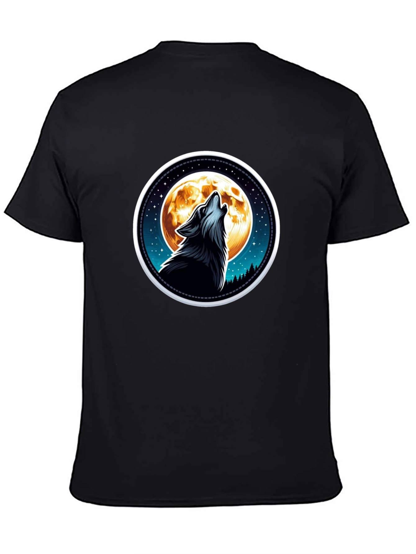 Wolf Moon Graphic T-Shirt - Black Cotton Tee