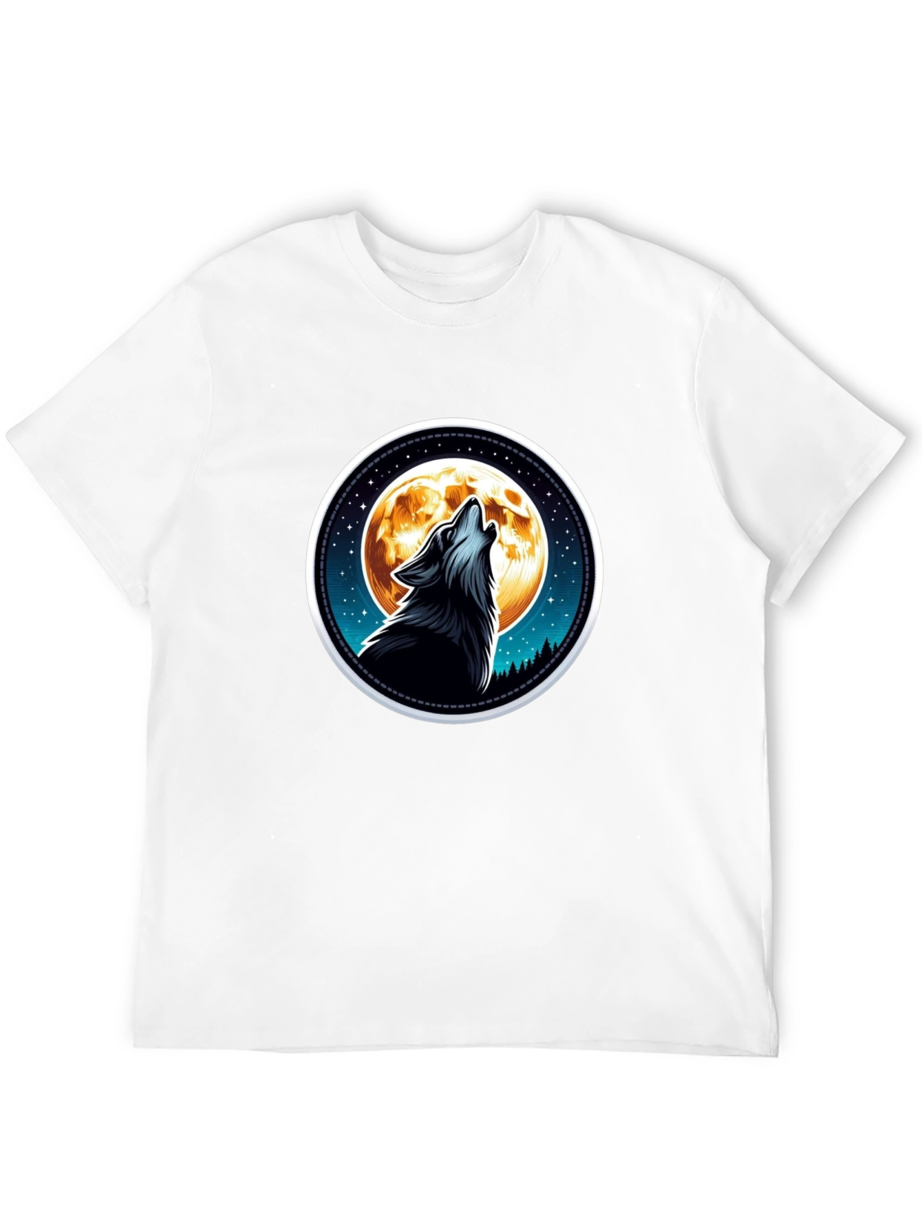 Wolf Moon Graphic T-Shirt - Black Cotton Tee
