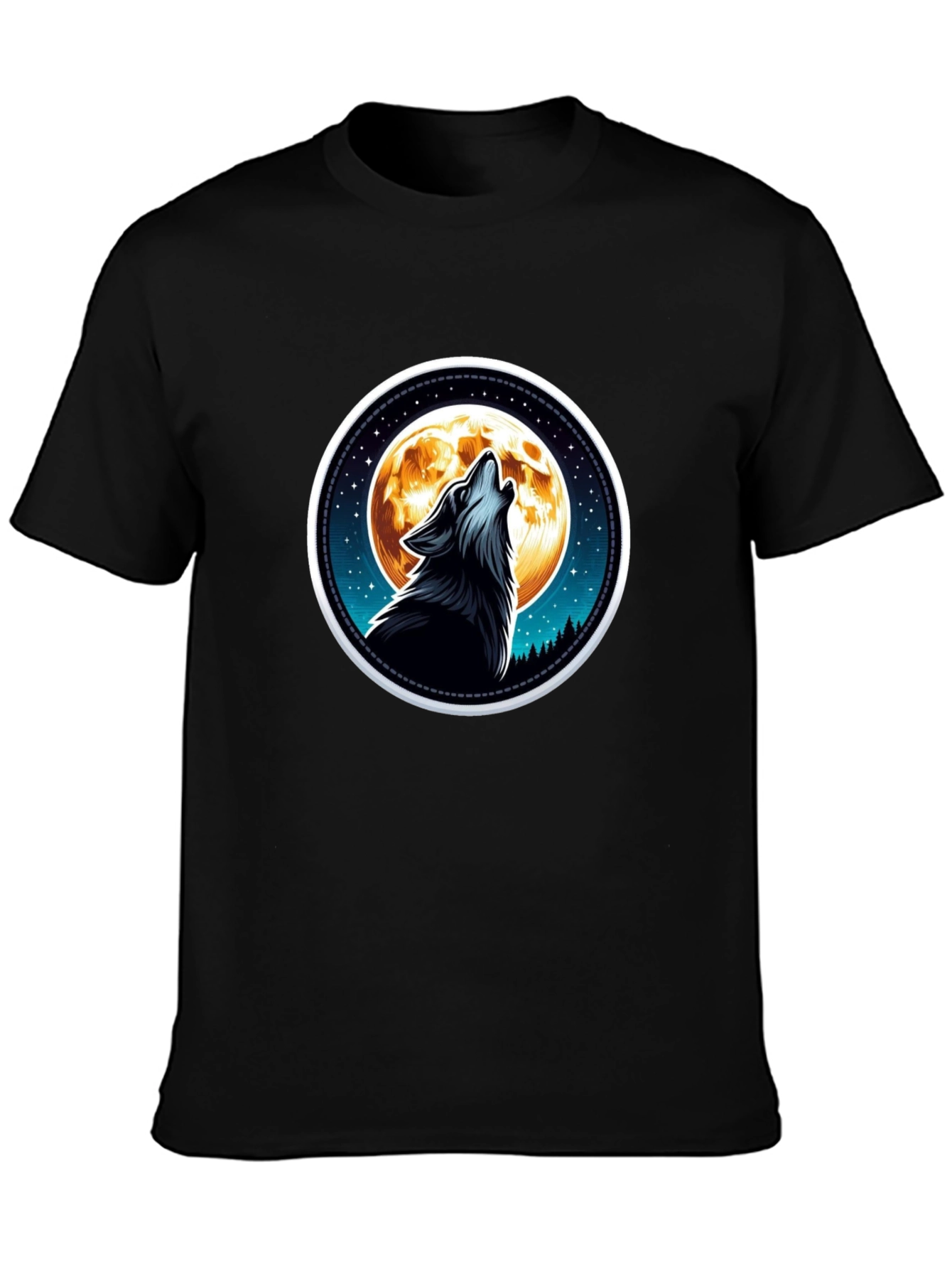 Wolf Moon Graphic T-Shirt - Black Cotton Tee