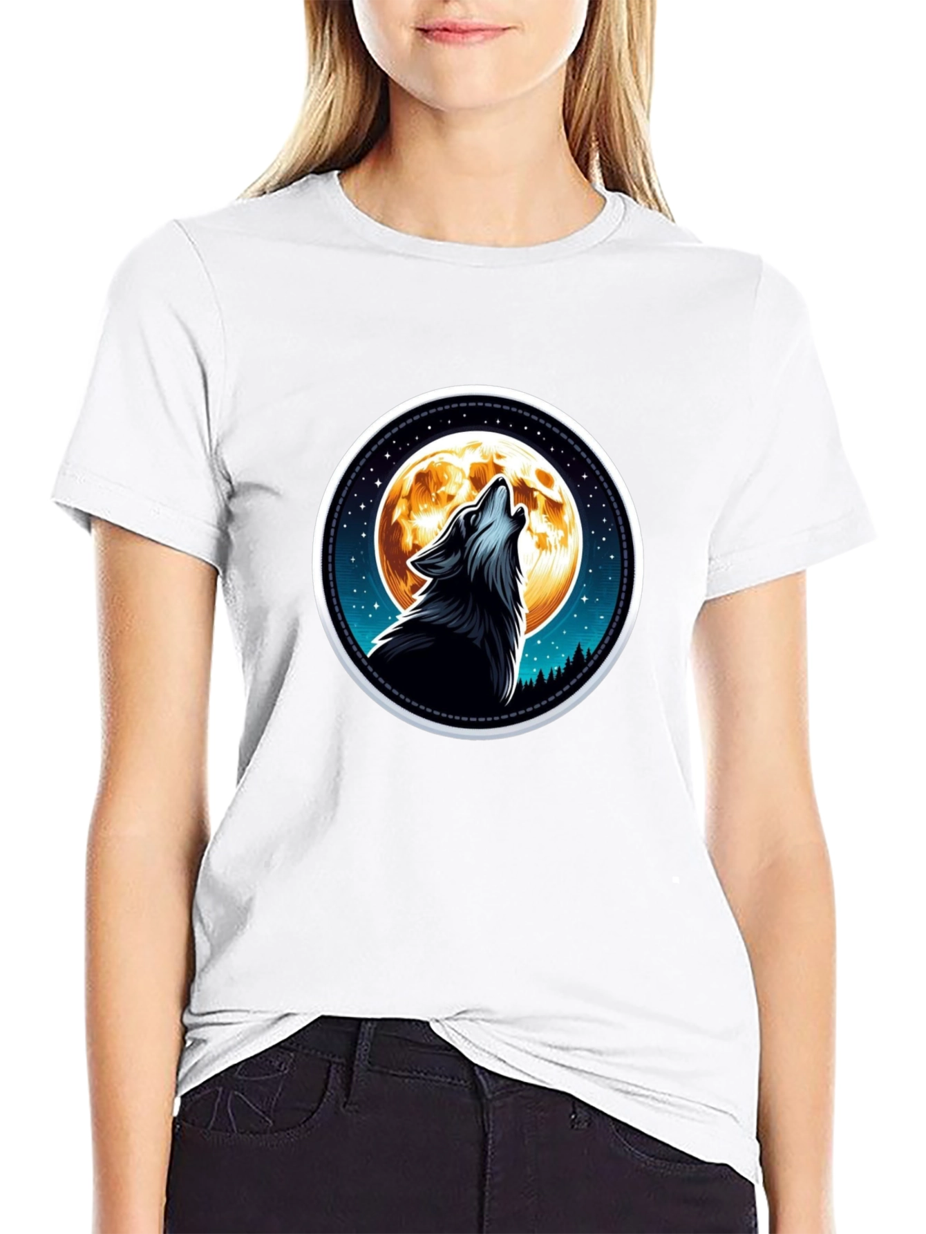 Wolf Moon Graphic T-Shirt - Black Cotton Tee