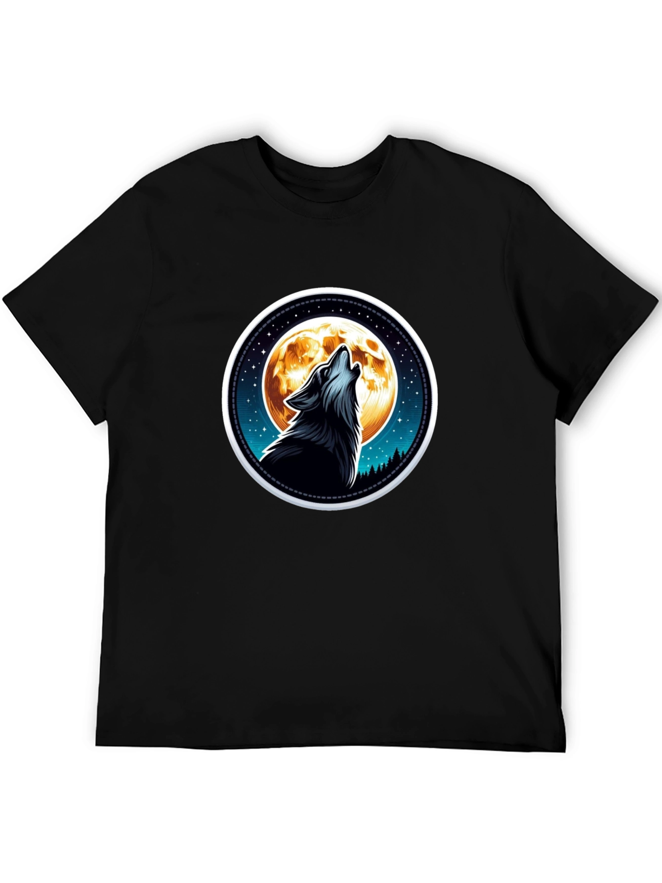 Wolf Moon Graphic T-Shirt - Black Cotton Tee