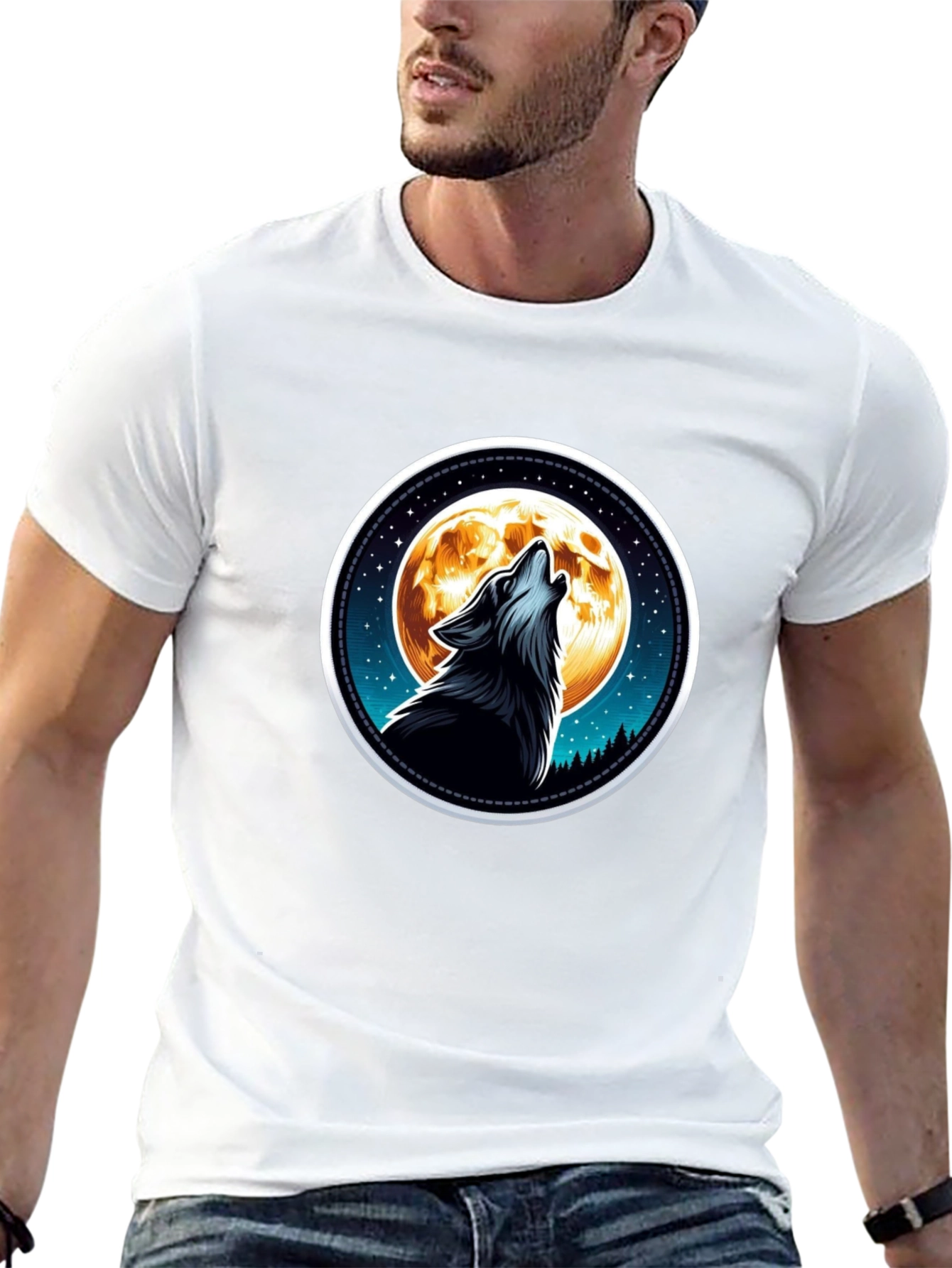 Wolf Moon Graphic T-Shirt - Black Cotton Tee