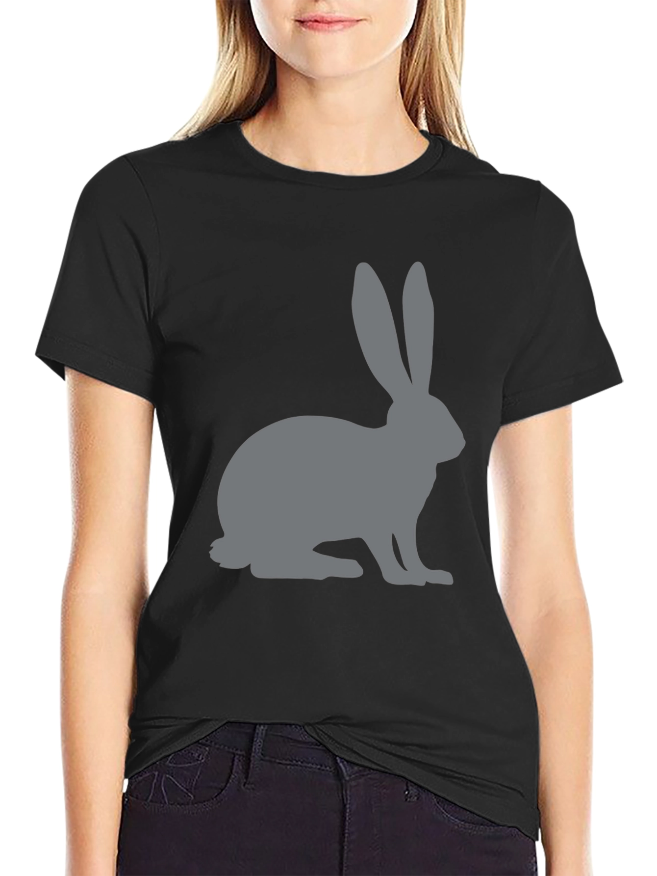Rabbit Graphic T-Shirt - Black Cotton Tee