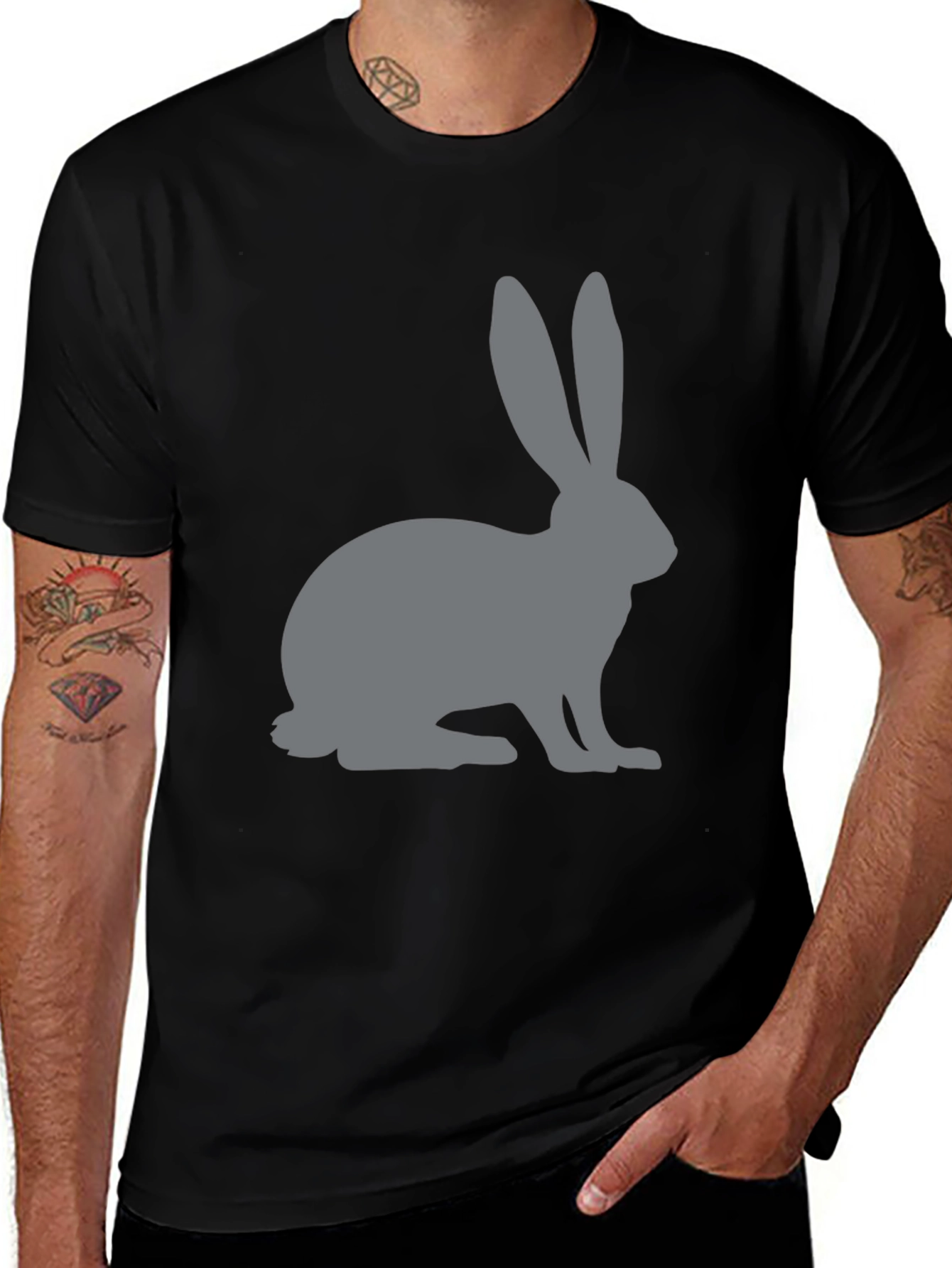 Rabbit Graphic T-Shirt - Black Cotton Tee