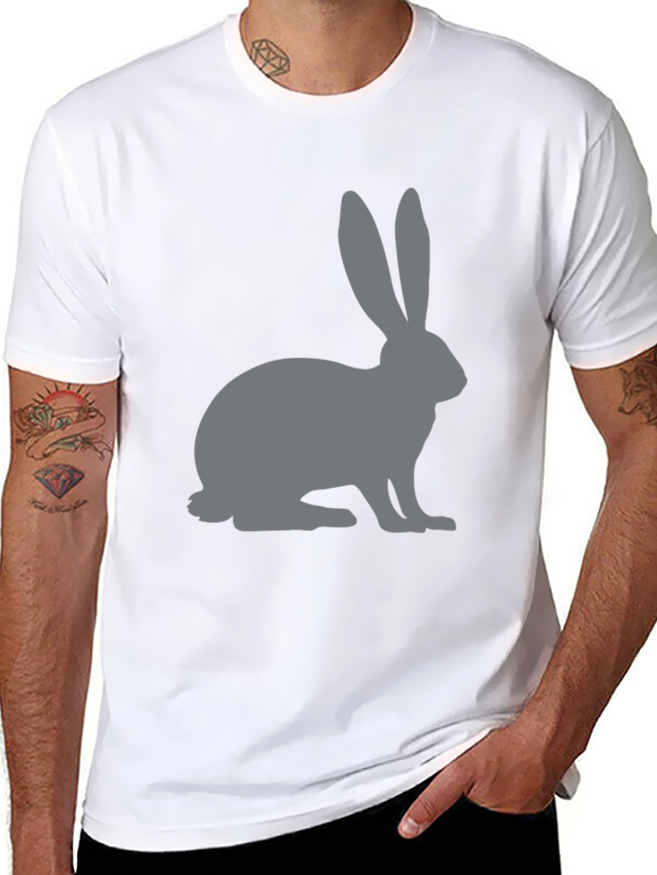 Rabbit Graphic T-Shirt - Black Cotton Tee