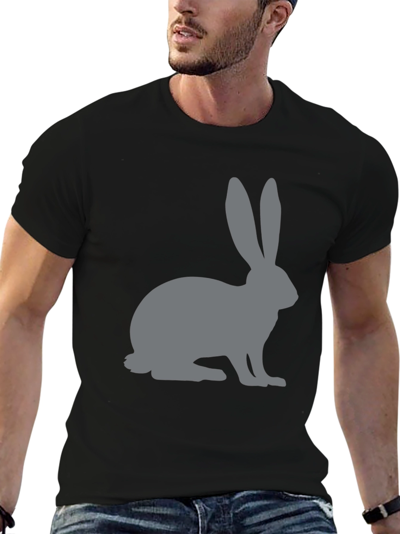 Rabbit Graphic T-Shirt - Black Cotton Tee