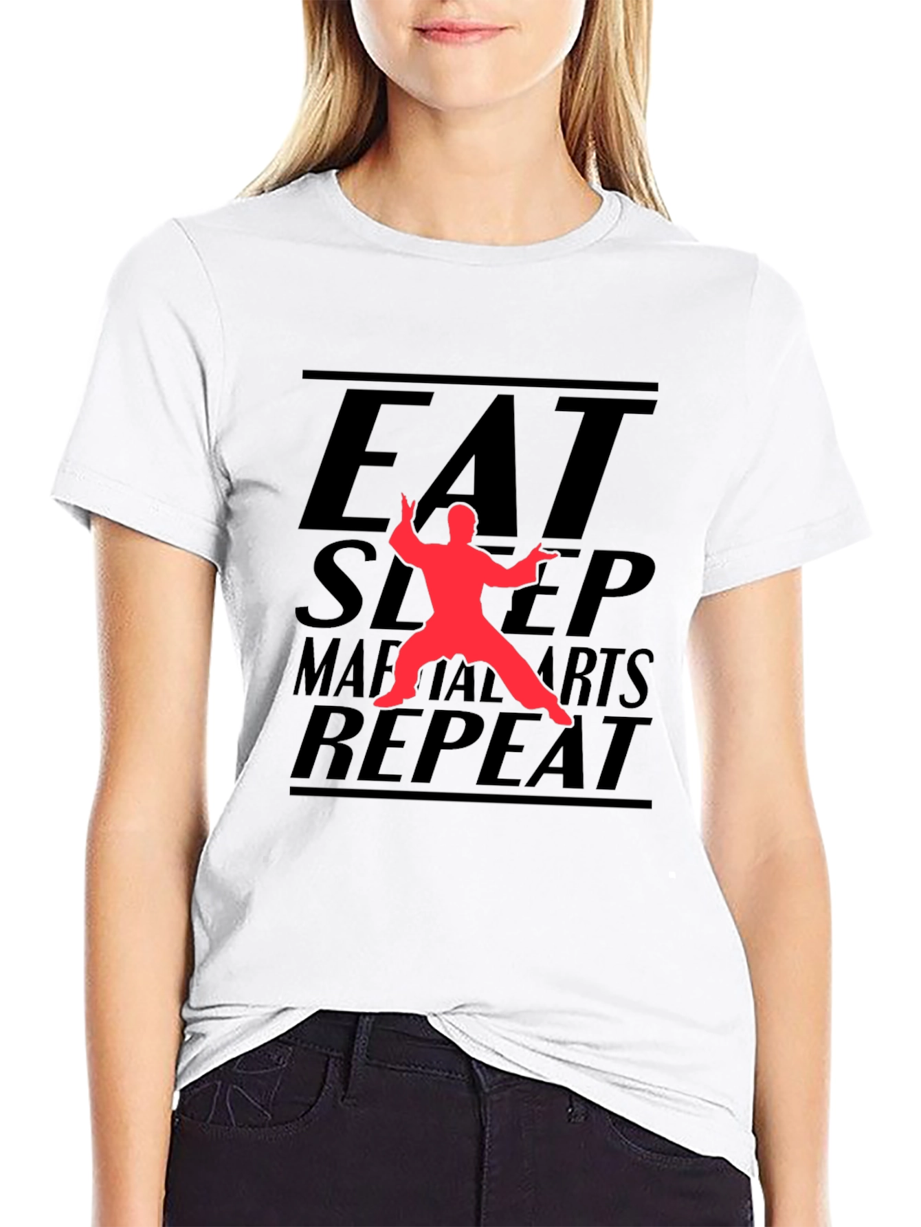 Eat Sleep Martial Arts Repeat Black T-Shirt