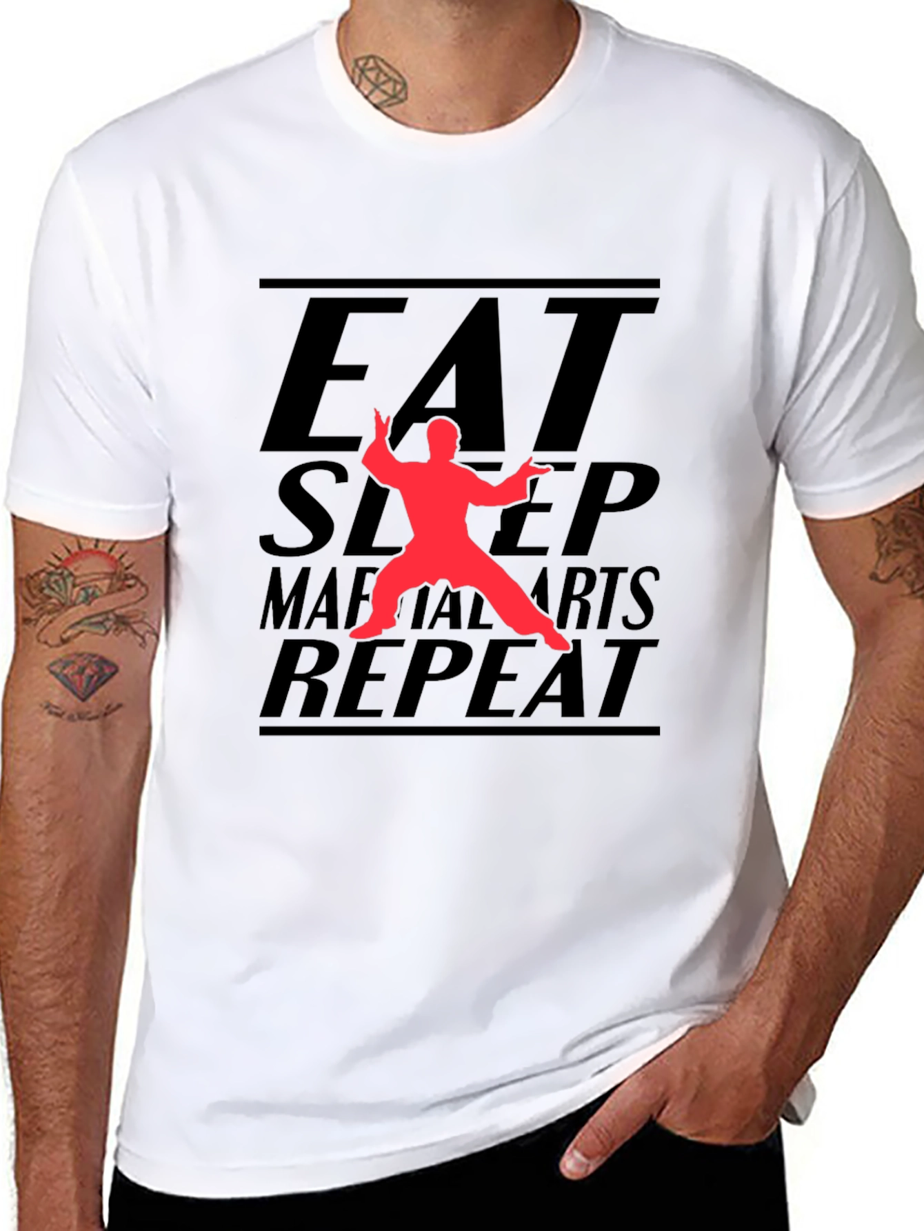 Eat Sleep Martial Arts Repeat Black T-Shirt