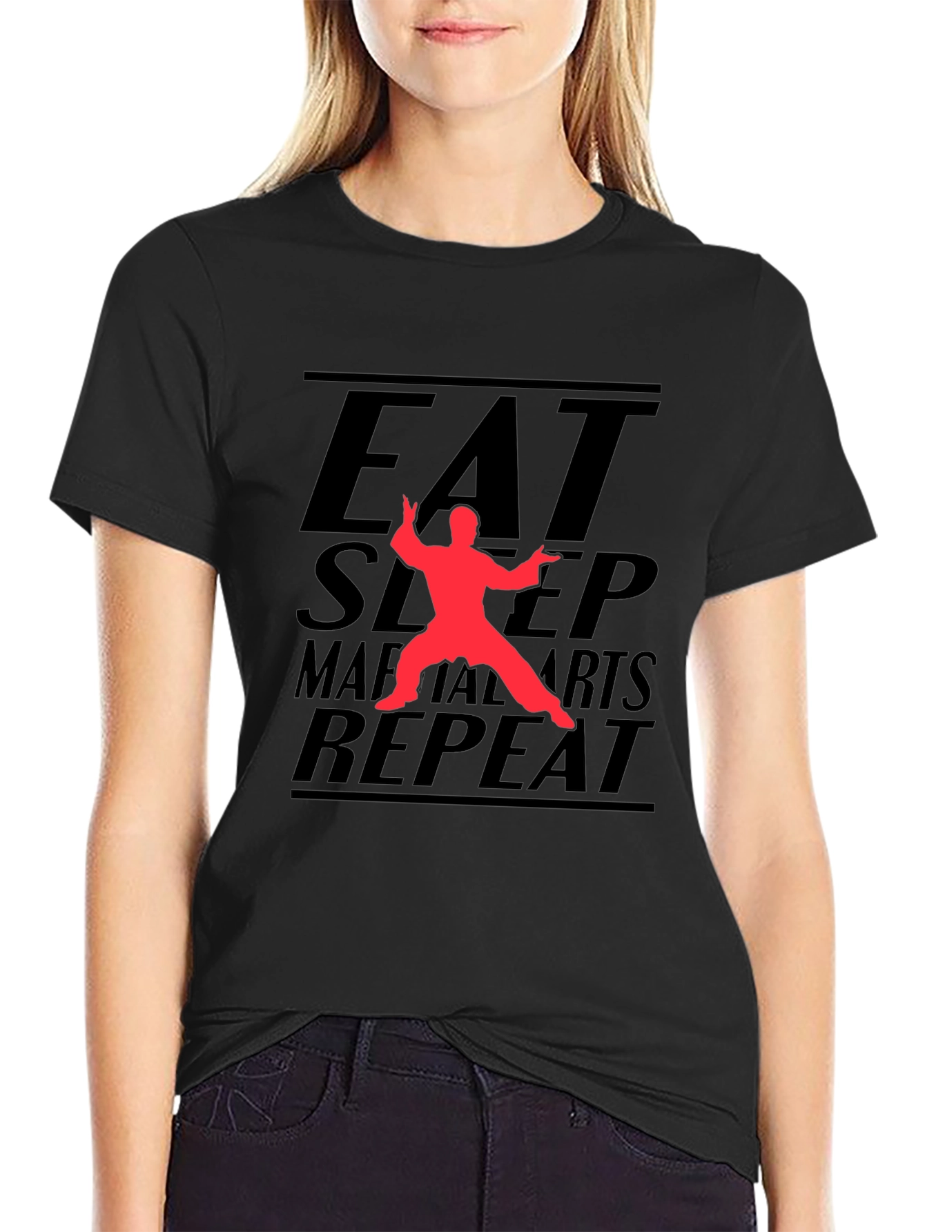 Eat Sleep Martial Arts Repeat Black T-Shirt