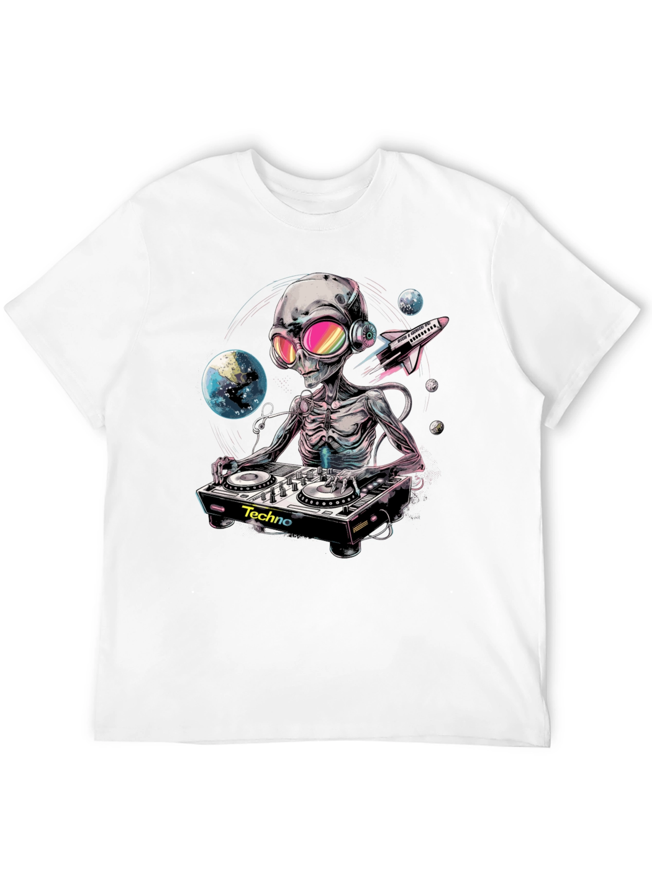 Alien DJ Graphic Tee - Space Techno Music T-Shirt