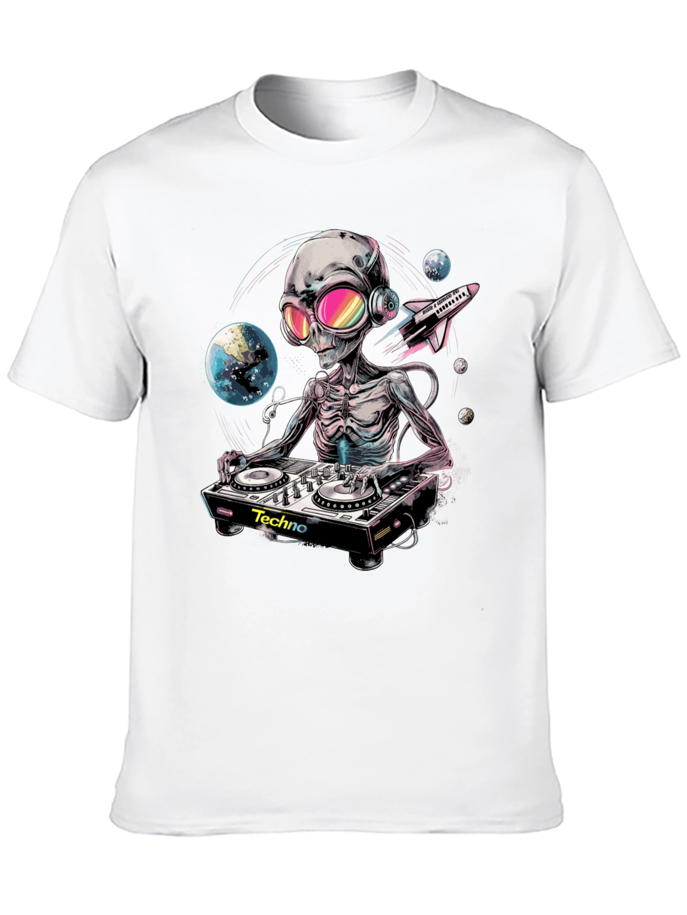 Alien DJ Graphic Tee - Space Techno Music T-Shirt