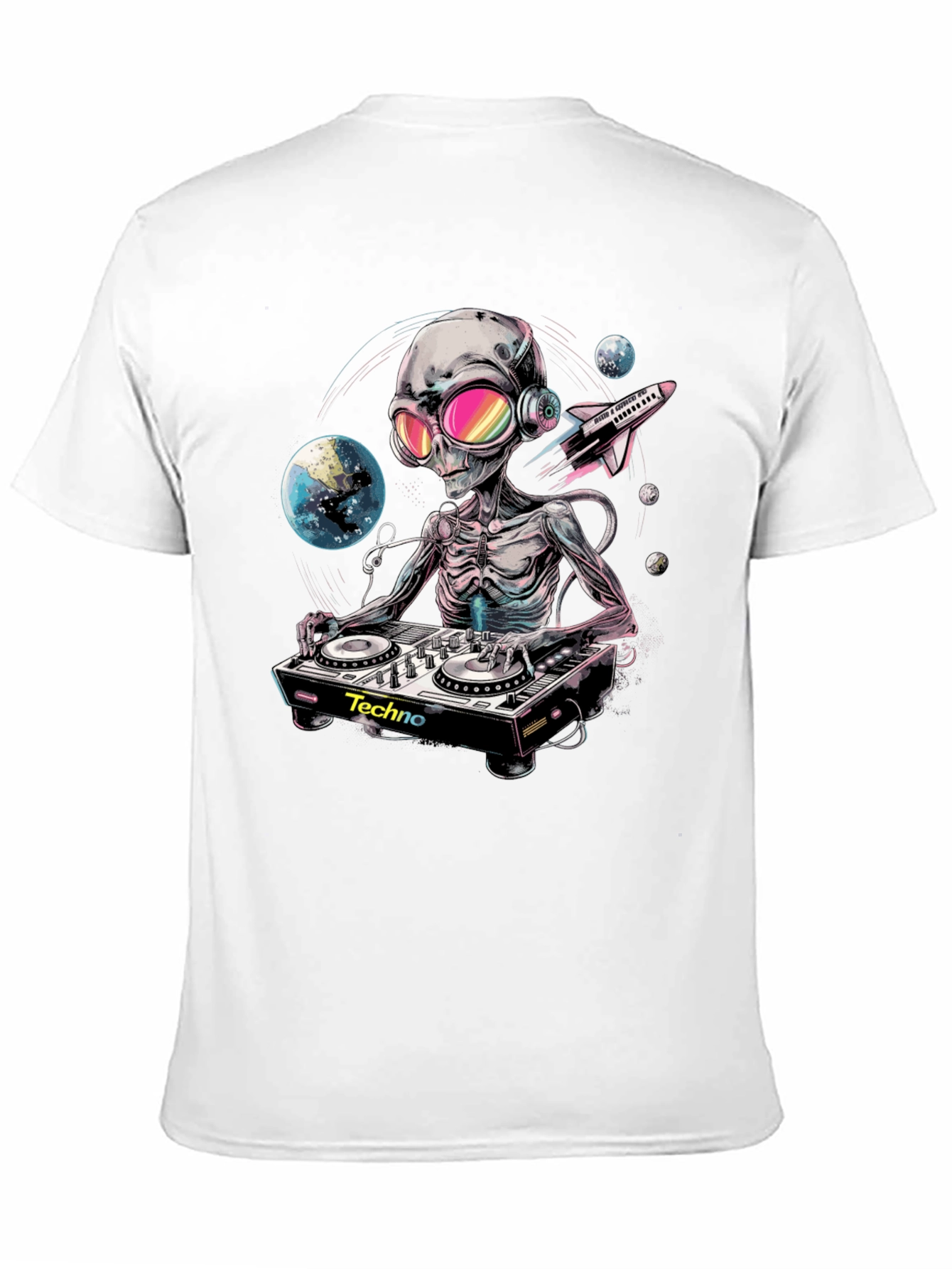 Alien DJ Graphic Tee - Space Techno Music T-Shirt