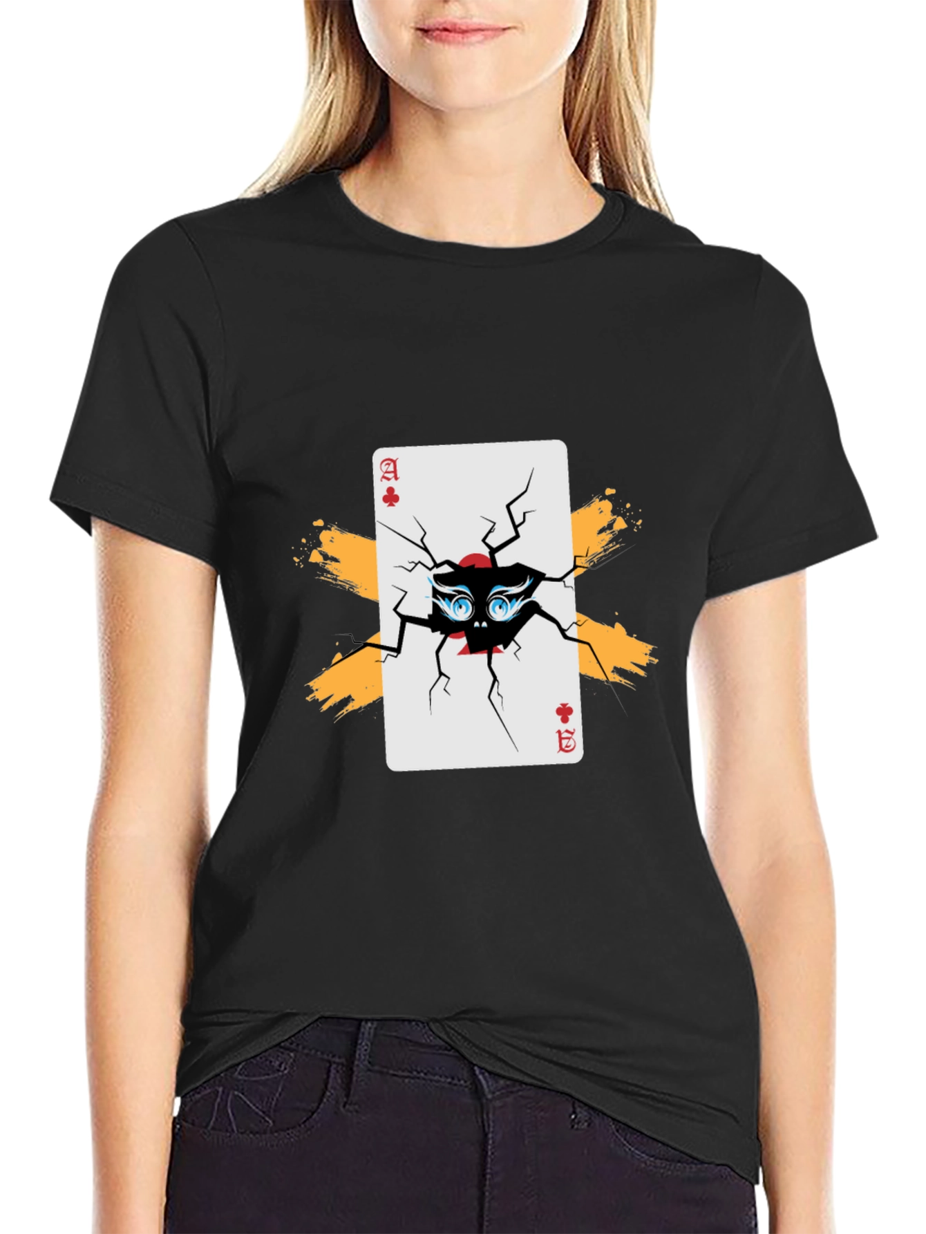 Ace of Clubs Graphic Tee - Cracked Card Design