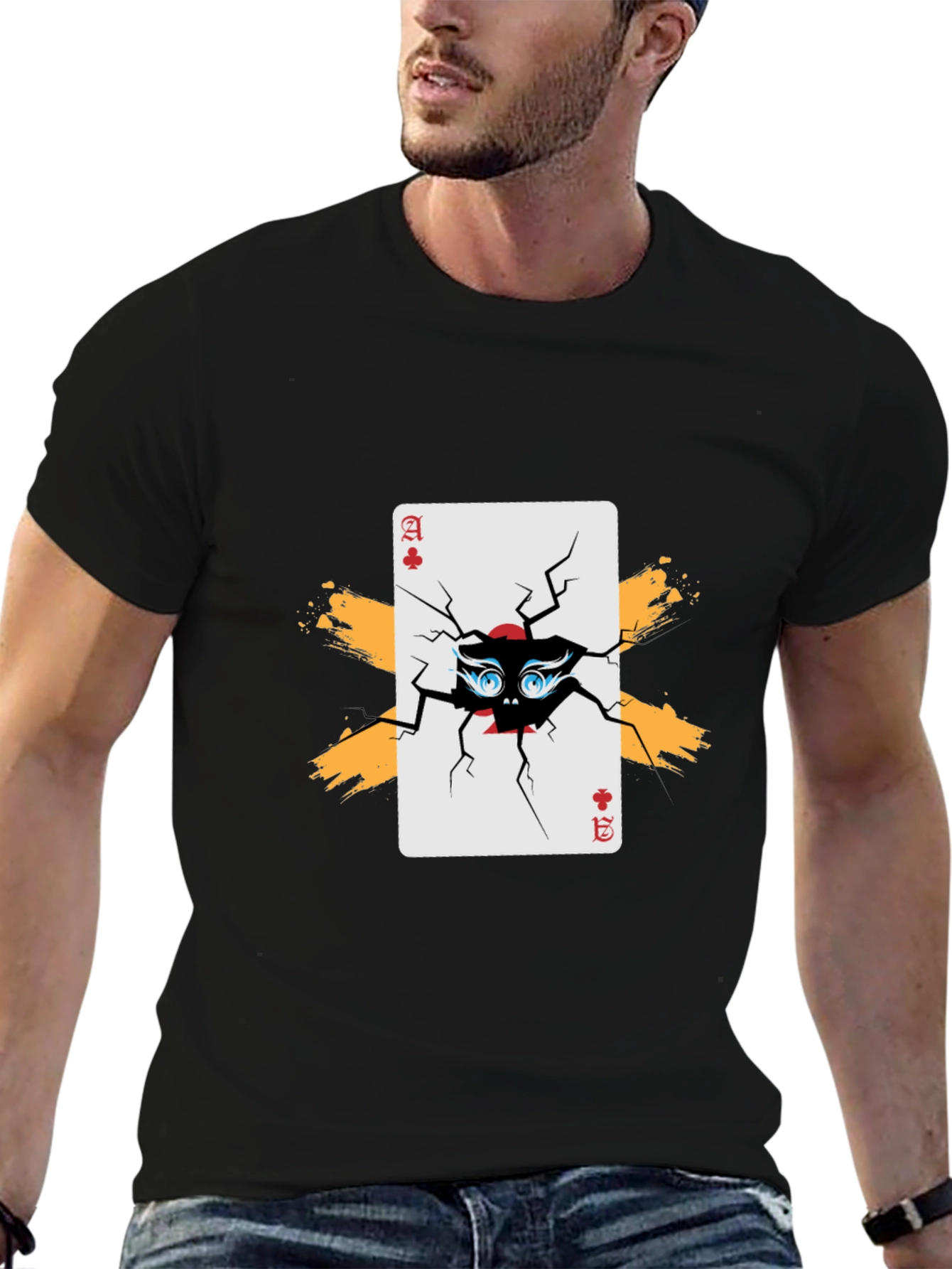 Ace of Clubs Graphic Tee - Cracked Card Design