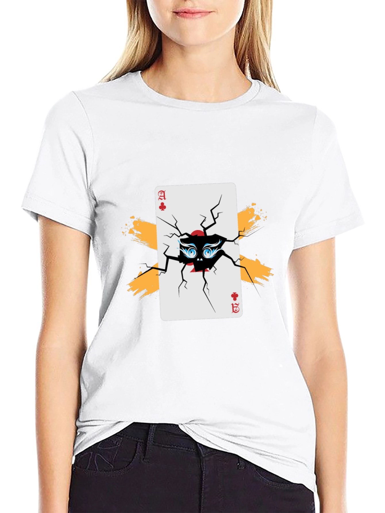 Ace of Clubs Graphic Tee - Cracked Card Design