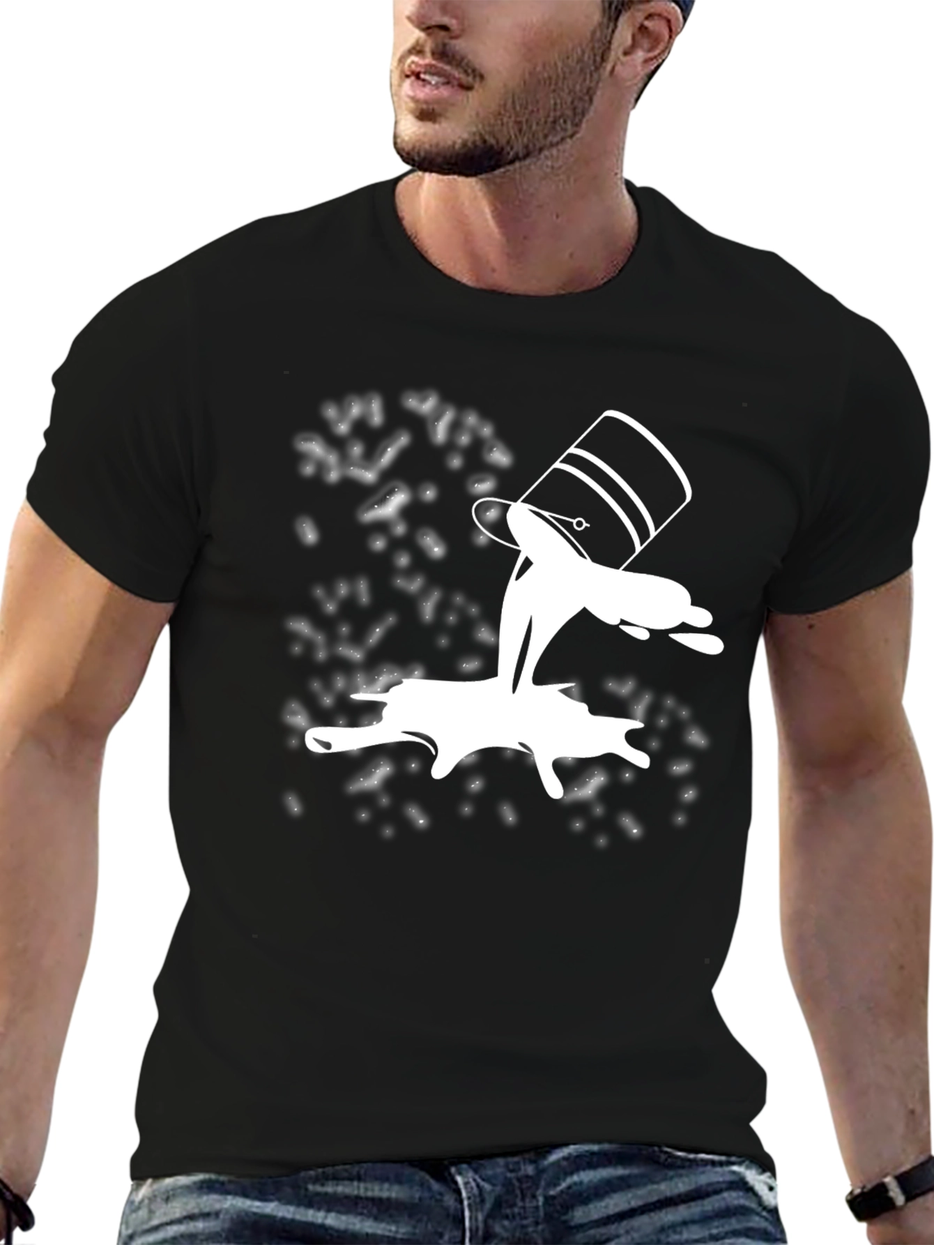 Paint Spill Graphic Tee - Black Casual T-Shirt
