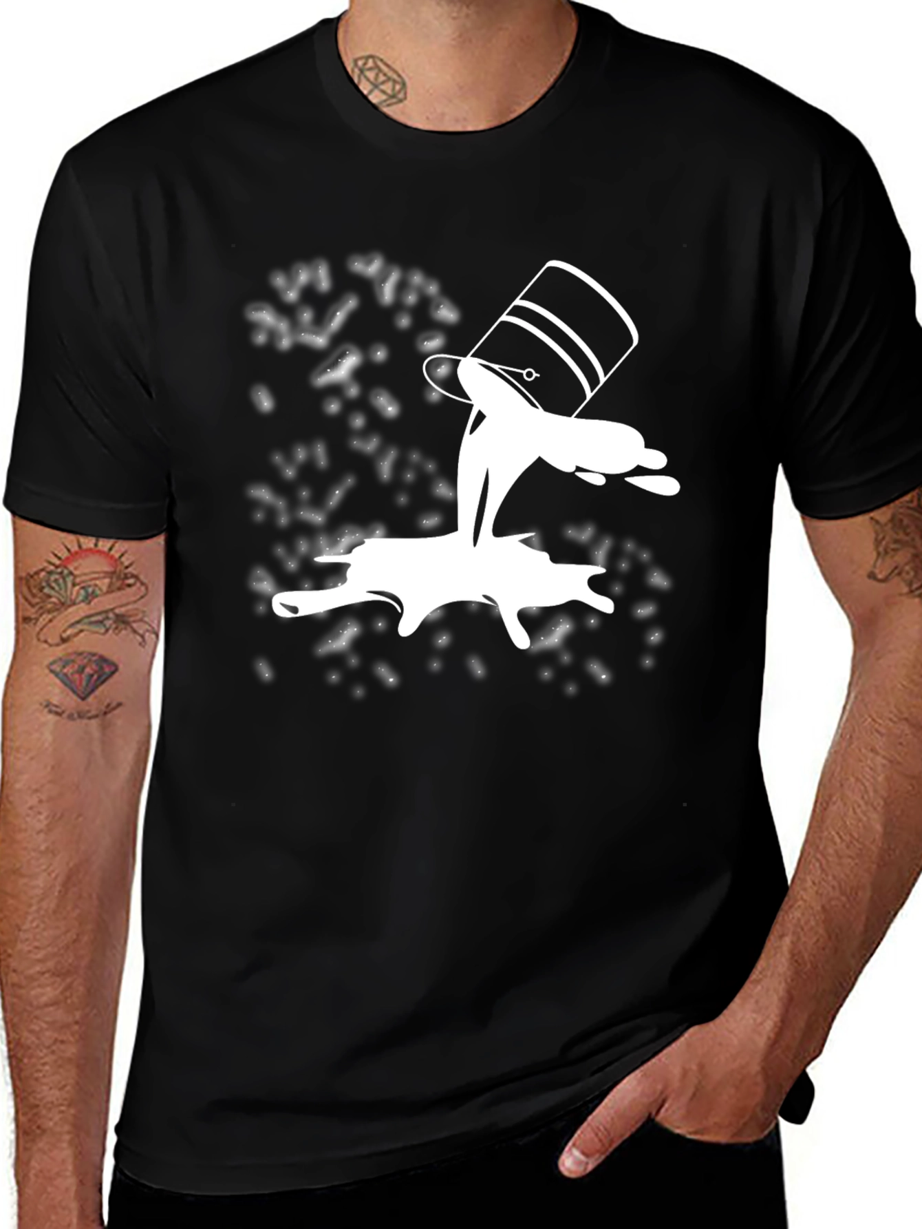 Paint Spill Graphic Tee - Black Casual T-Shirt