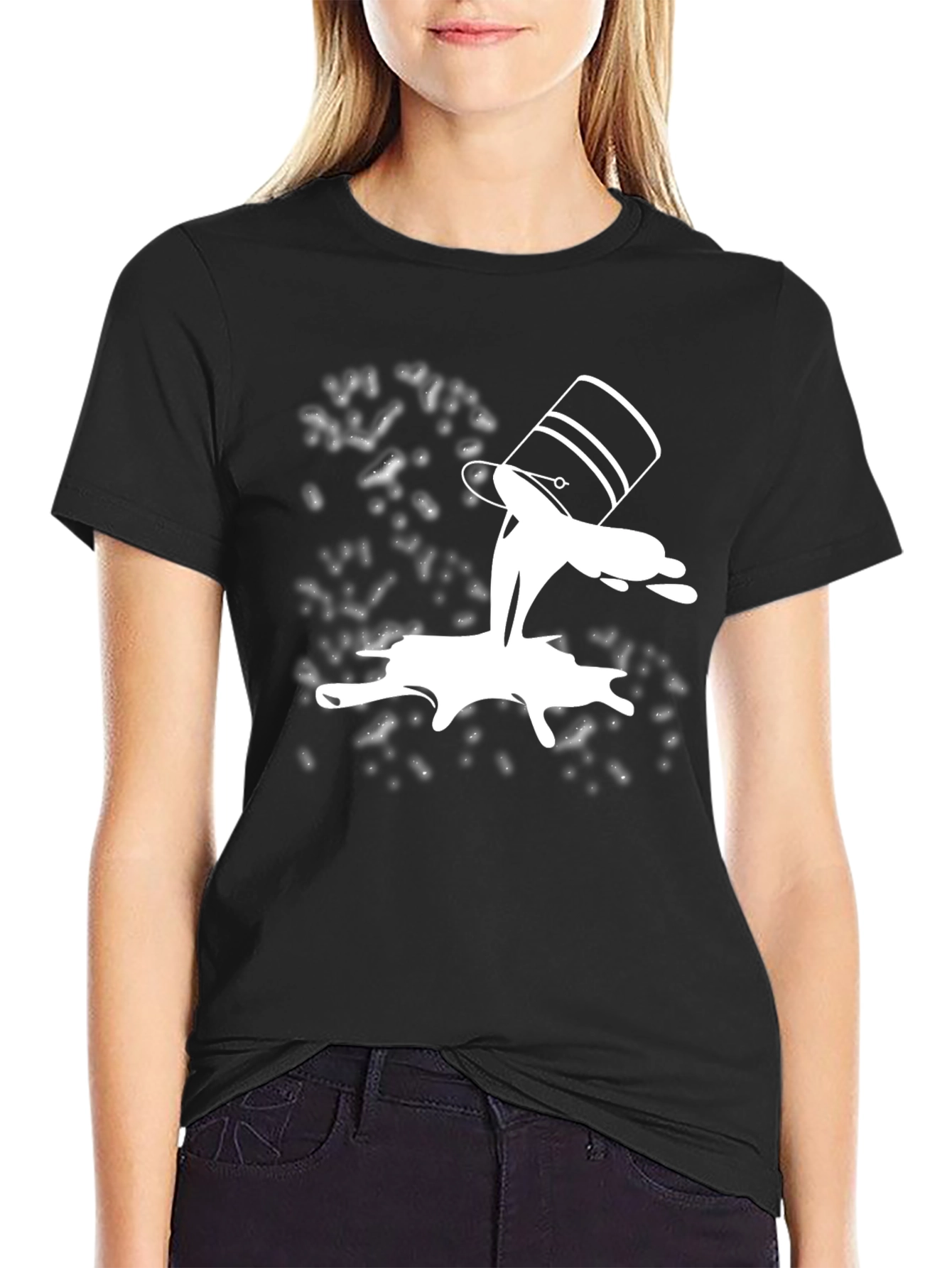 Paint Spill Graphic Tee - Black Casual T-Shirt